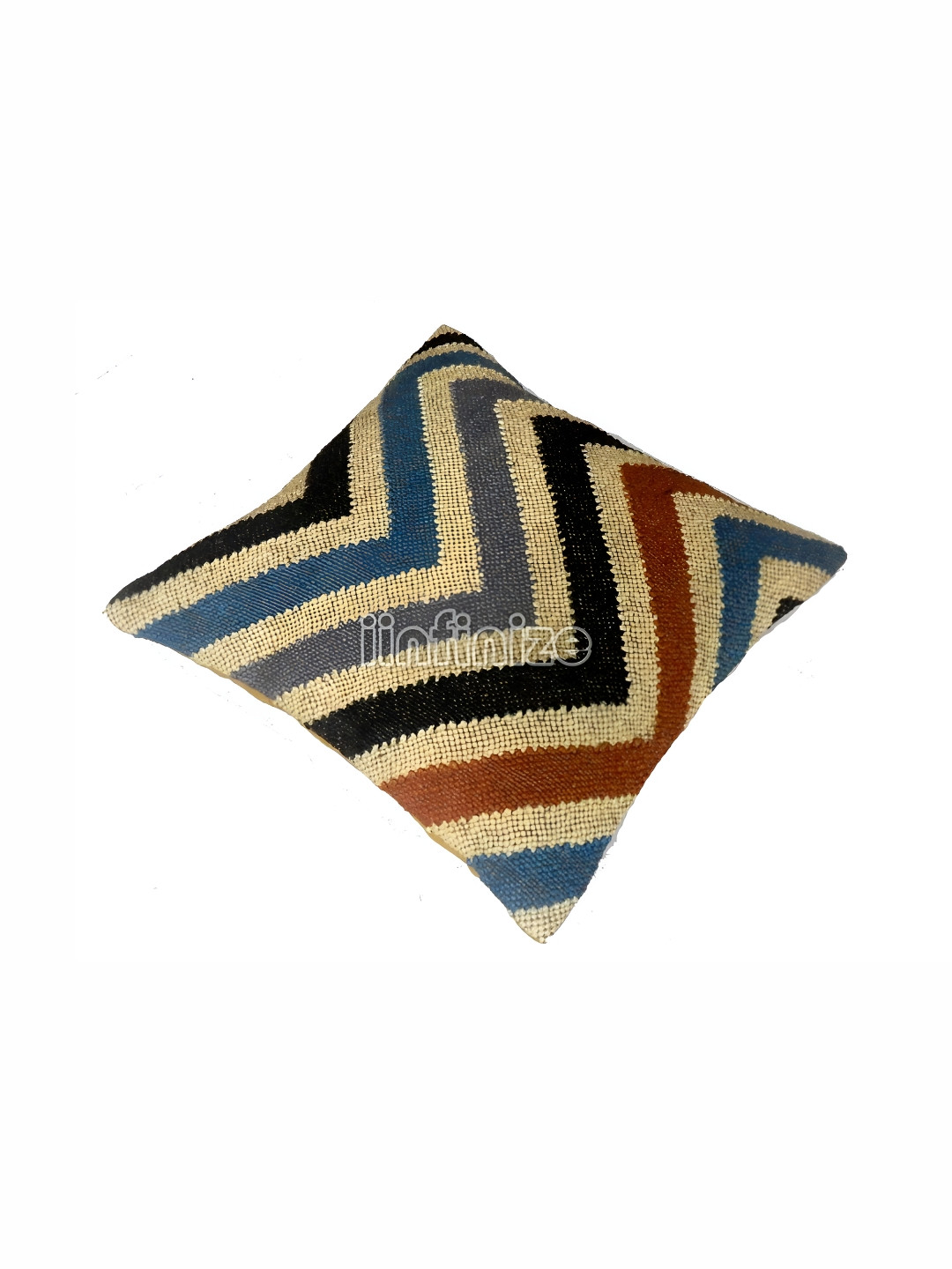 iinfinize Beige Chevron Wool Washable Square Cushion Cover - 18 x 18 Inches