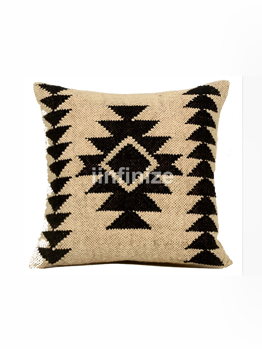 iinfinize Kilim Brown Ethnic Motifs Wool Washable Square Cushion Covers - 18.1 x 18.1 In