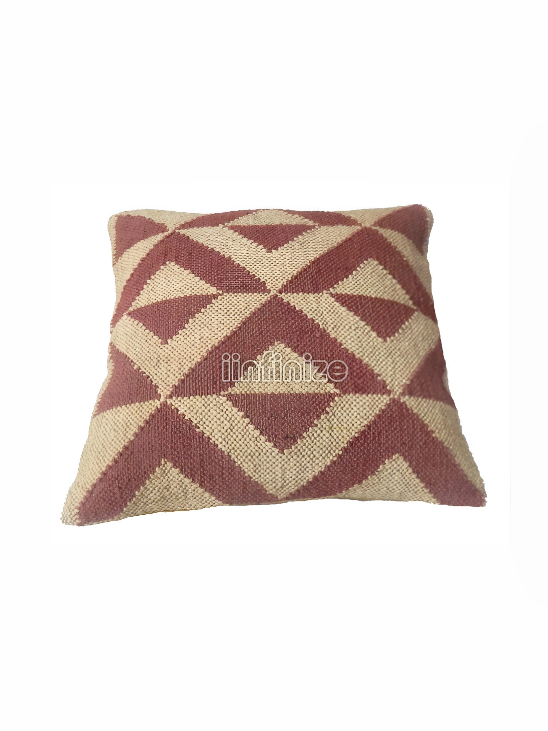 iinfinize Kilim Geometric Wool Washable Embroidered Square Cushion Covers - 18 x 18 In