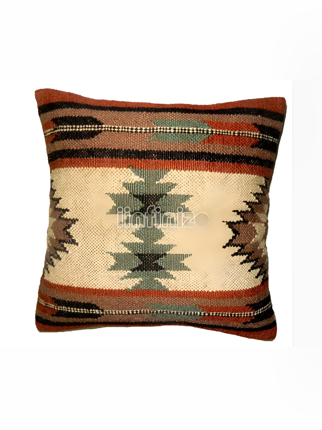 iinfinize Black and Beige Kilim Cushion Cover