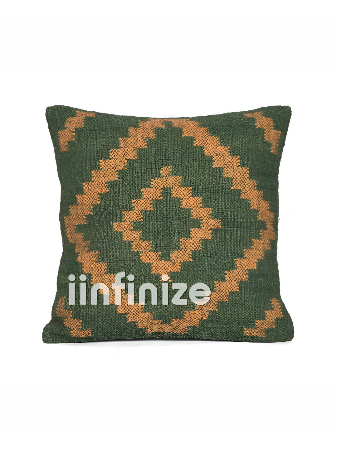 iinfinize Green and Brown Kilim Cushion Cover