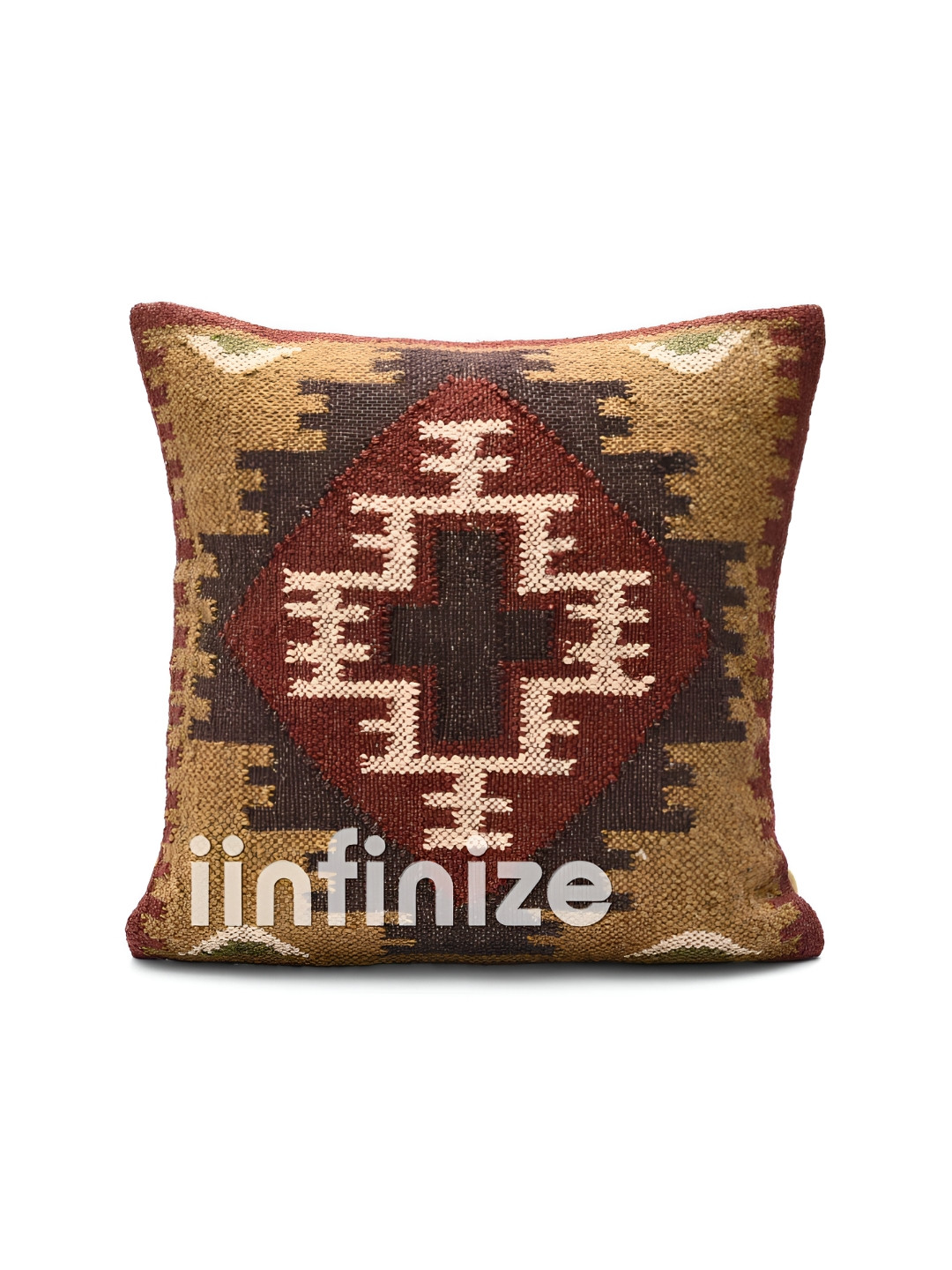 iinfinize Brown and Cream Kilim Cushion Cover