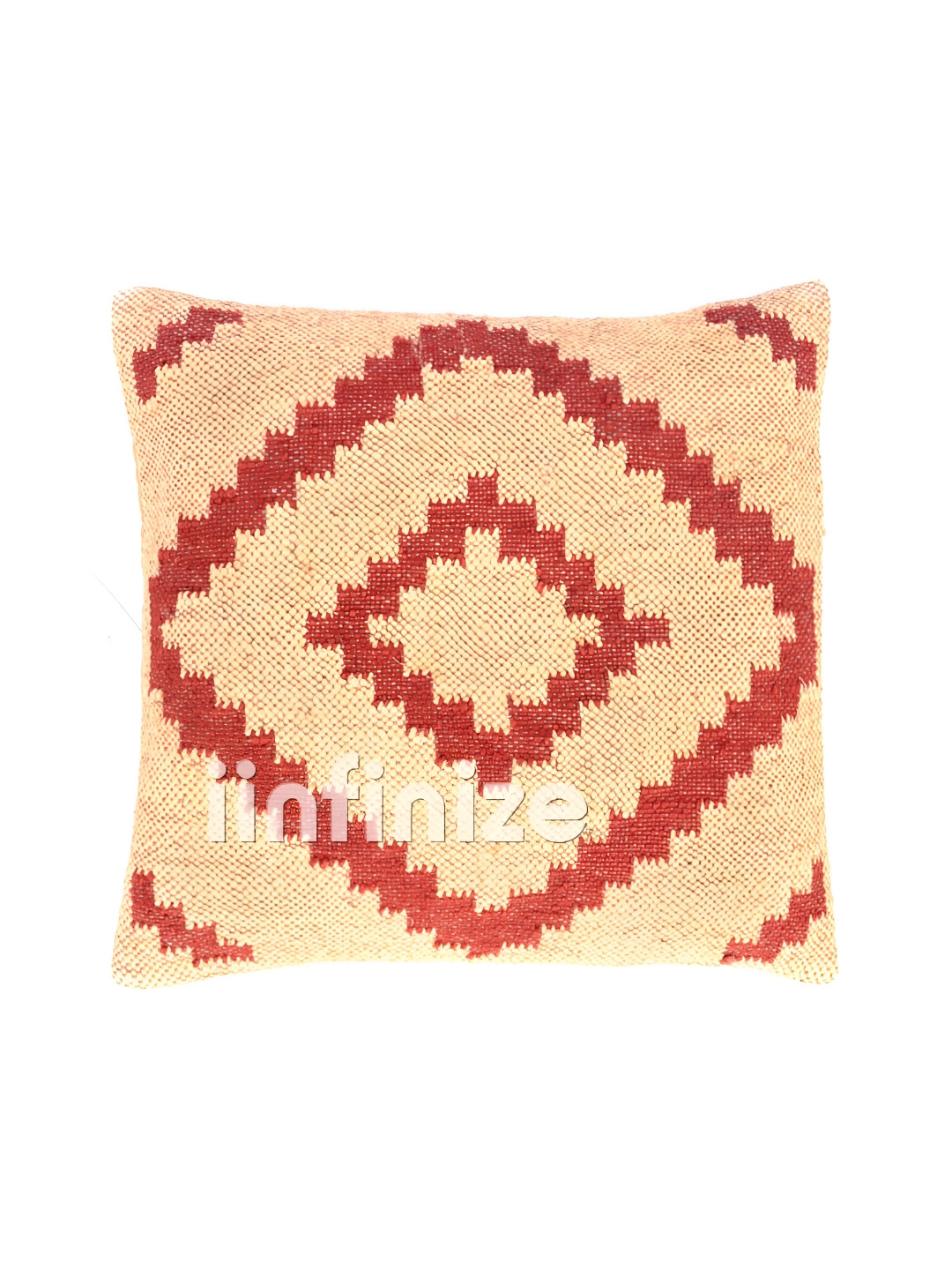 iinfinize Kilim Geometric Wool Washable Embroidered Square Cushion Covers - 18 x 18 In