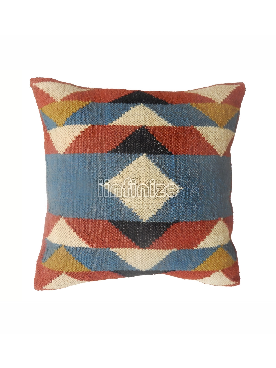 iinfinize Blue and Cream Kilim Cushion Cover