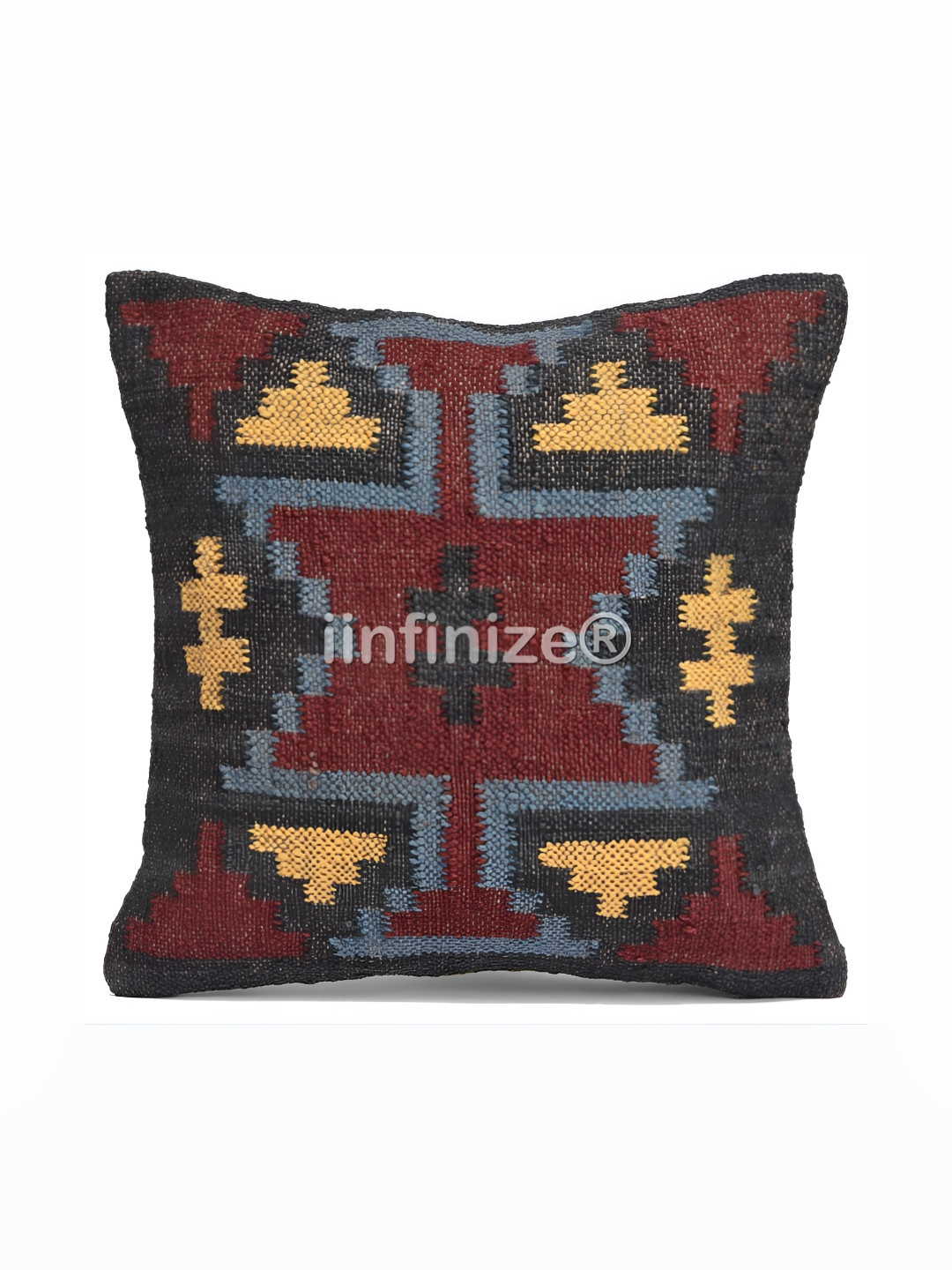 iinfinize Red and Blue Kilim Cushion Cover