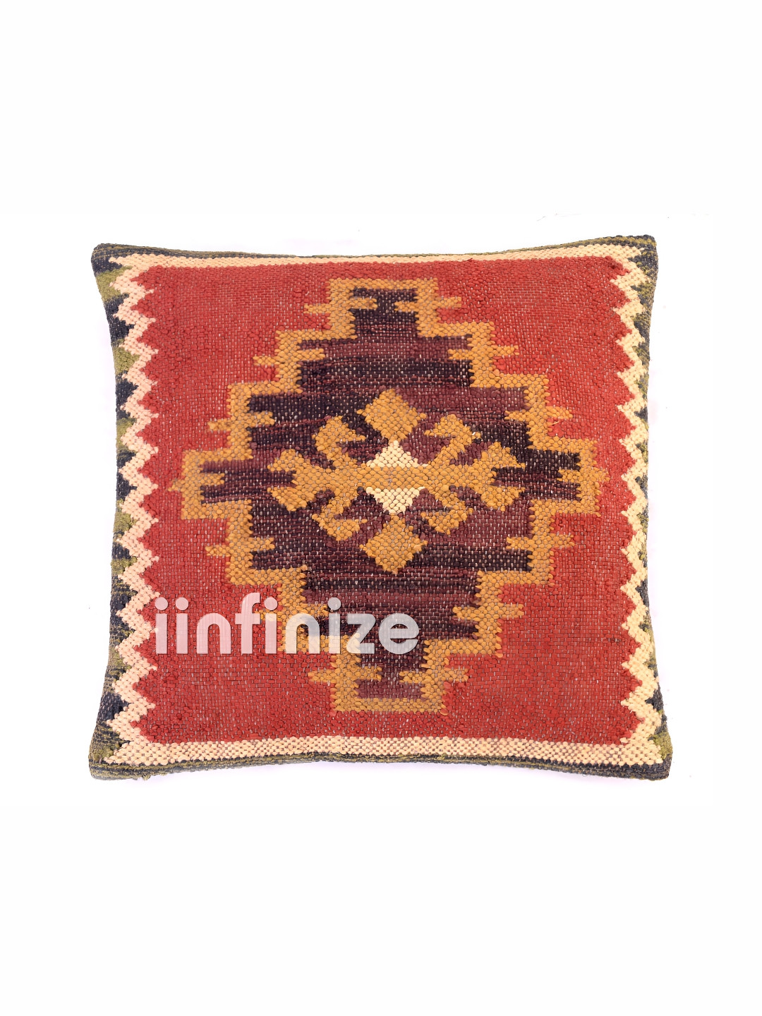 iinfinize Red and Orange Kilim Cushion Cover