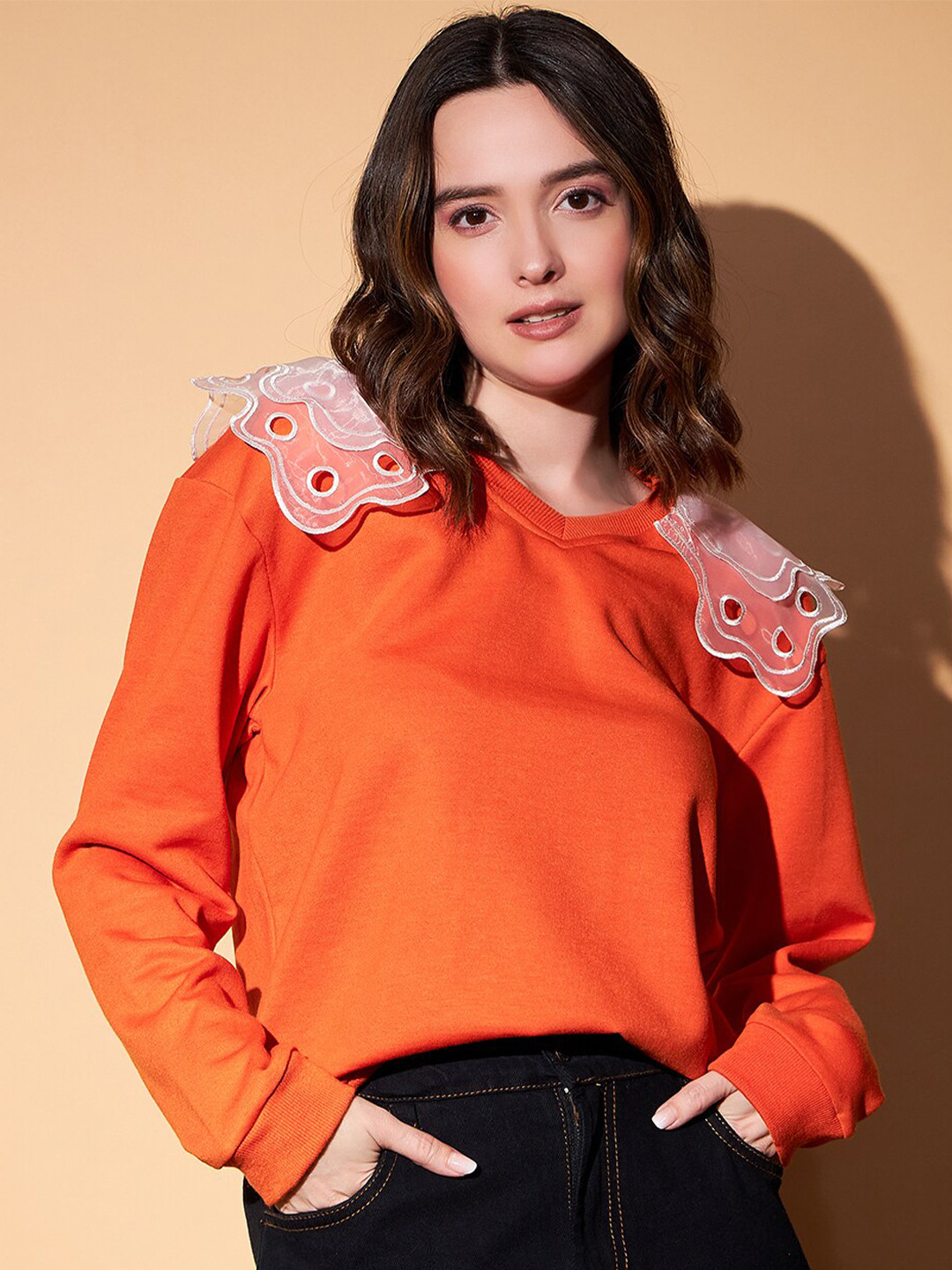 KASSUALLY V-neck Fleece Sweatshirt