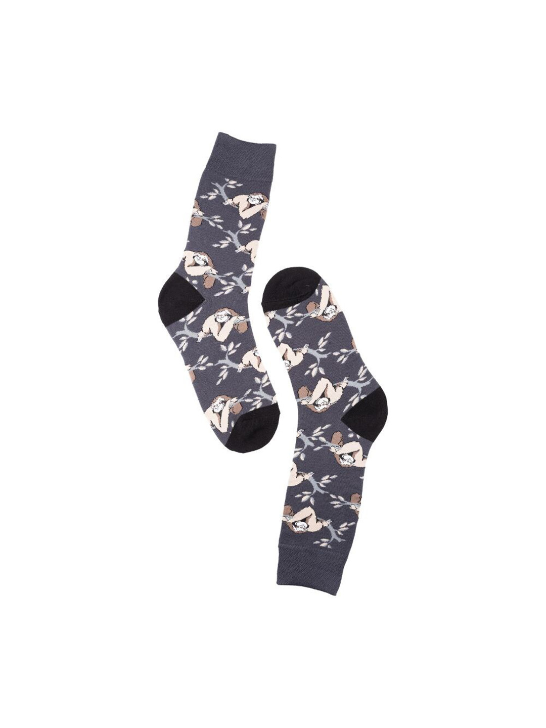 The Tie Hub Men Sleepy Sloths Patterned Calf-Length Socks