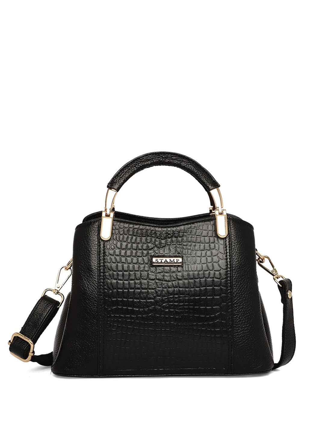 Stamp Textured Leather Handheld Bag