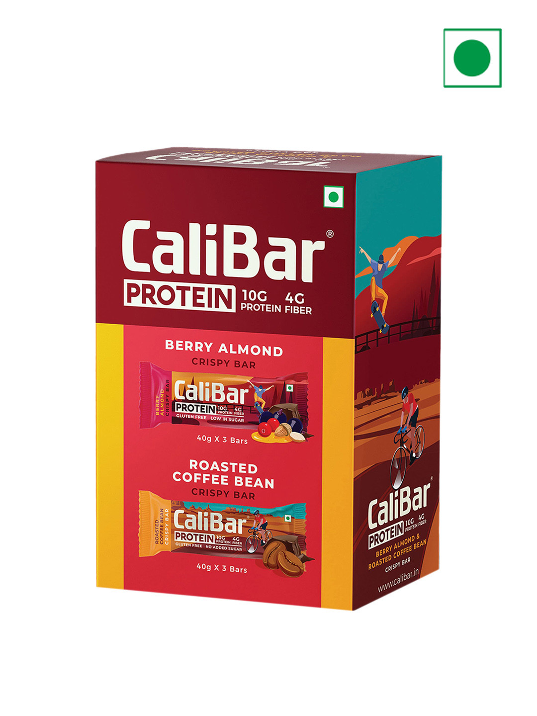 CaliBar Pack of 6 Protein Bar - Roasted Coffee & Berry Almond-10g