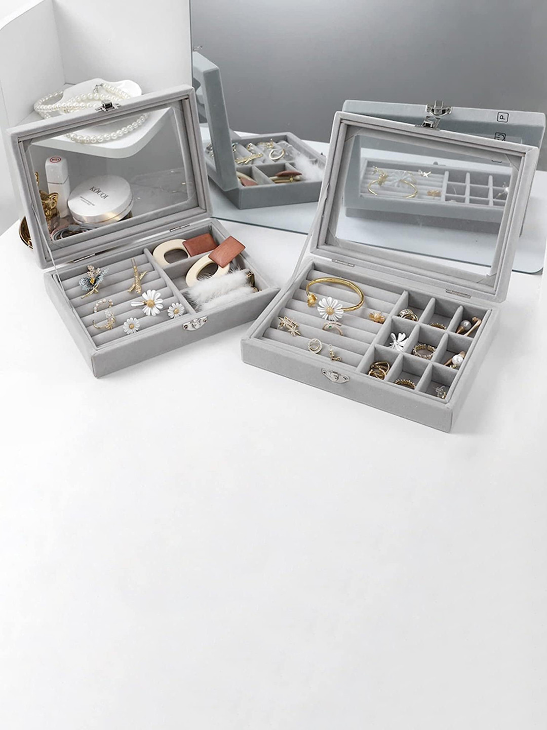 Awestuffs Grey Jewellery Tray Organizer