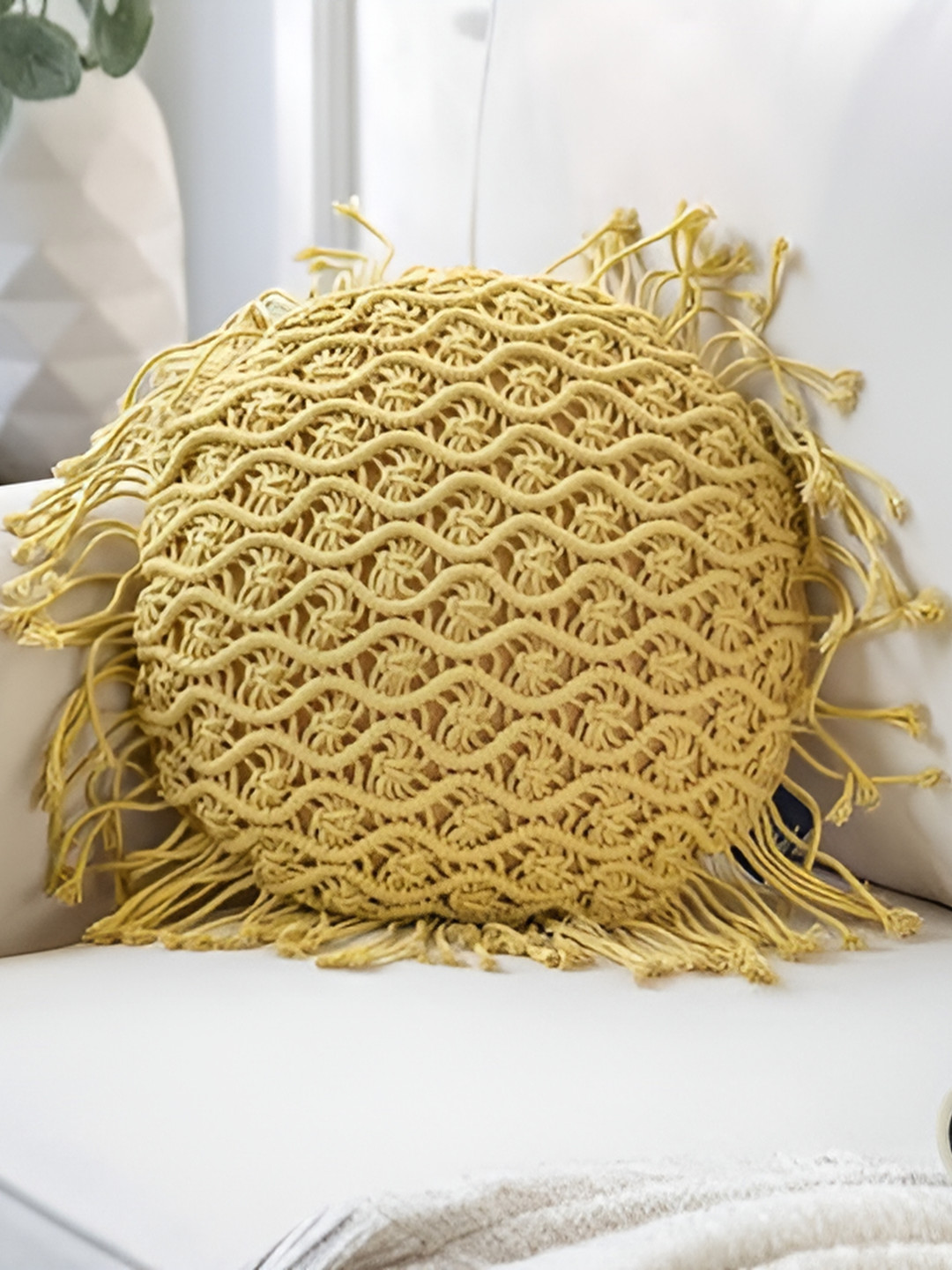 Textile and Beyond Yellow Round Cushion Covers