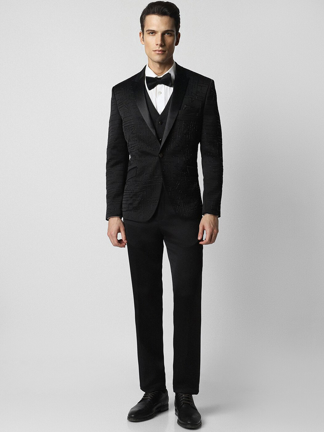 Van Heusen Embellished Skinny-Fit Single-Breasted Three-Piece Wedding Suit