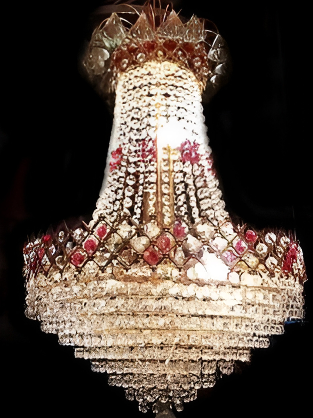 SHRI MAHAL ANTIQUES Gold Toned Crystal Jhumar Ceiling Lamp