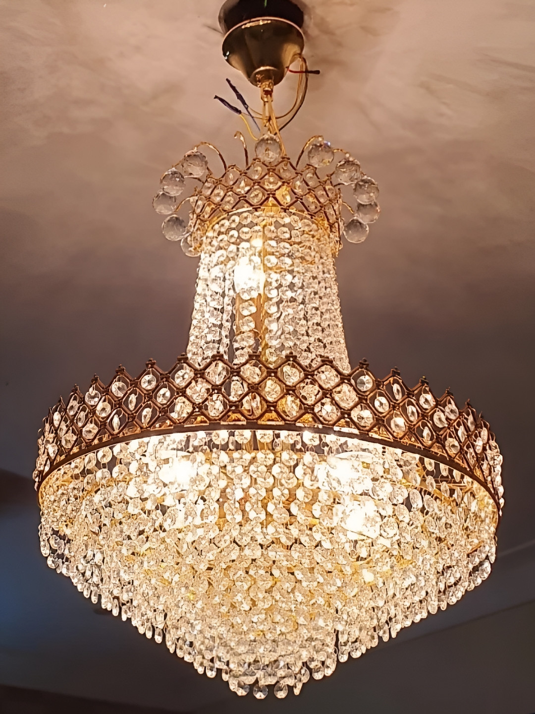 SHRI MAHAL ANTIQUES White Jhumar Ceiling Lamp