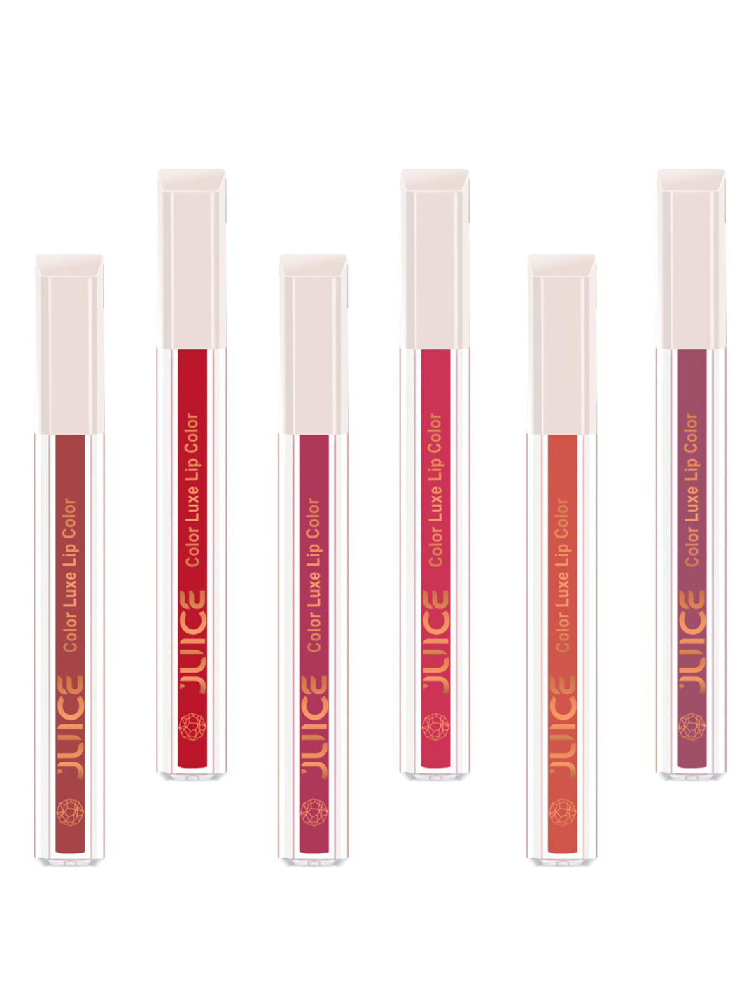 JUICE Set Of 6 Color Luxe Long Lasting SPF 15 Liquid Lipstick With Bio Retinol- 2.5ml Each