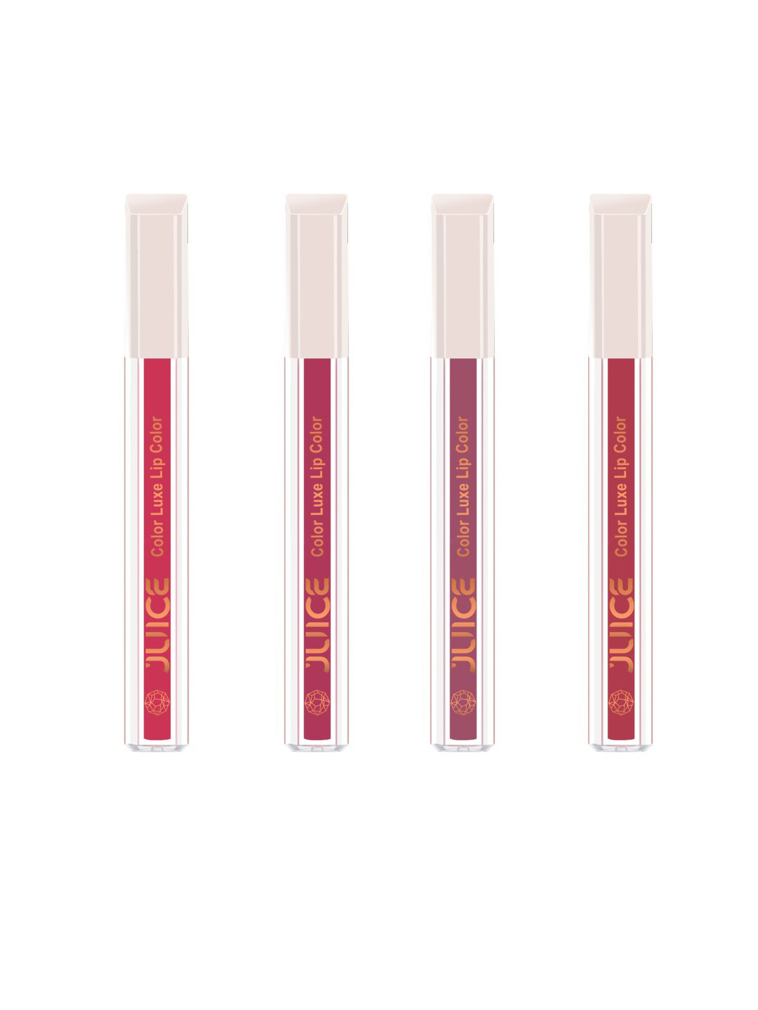 JUICE Set Of 4 Color Luxe Long Lasting SPF 15 Liquid Lipstick With Bio Retinol- 2.5ml Each