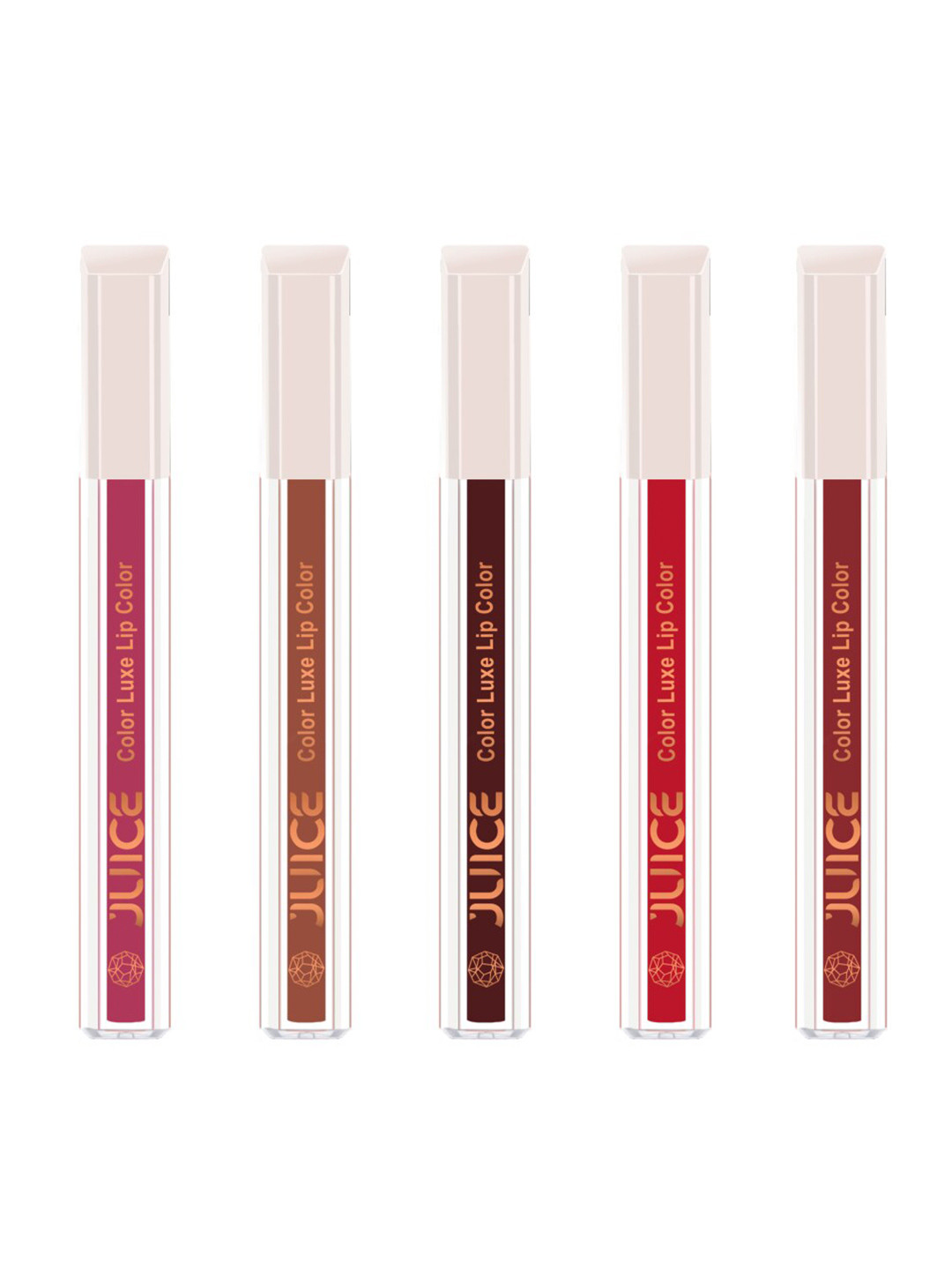 JUICE Set Of 5 Color Luxe Long Lasting SPF 15 Liquid Lipstick With Bio Retinol- 2.5ml Each