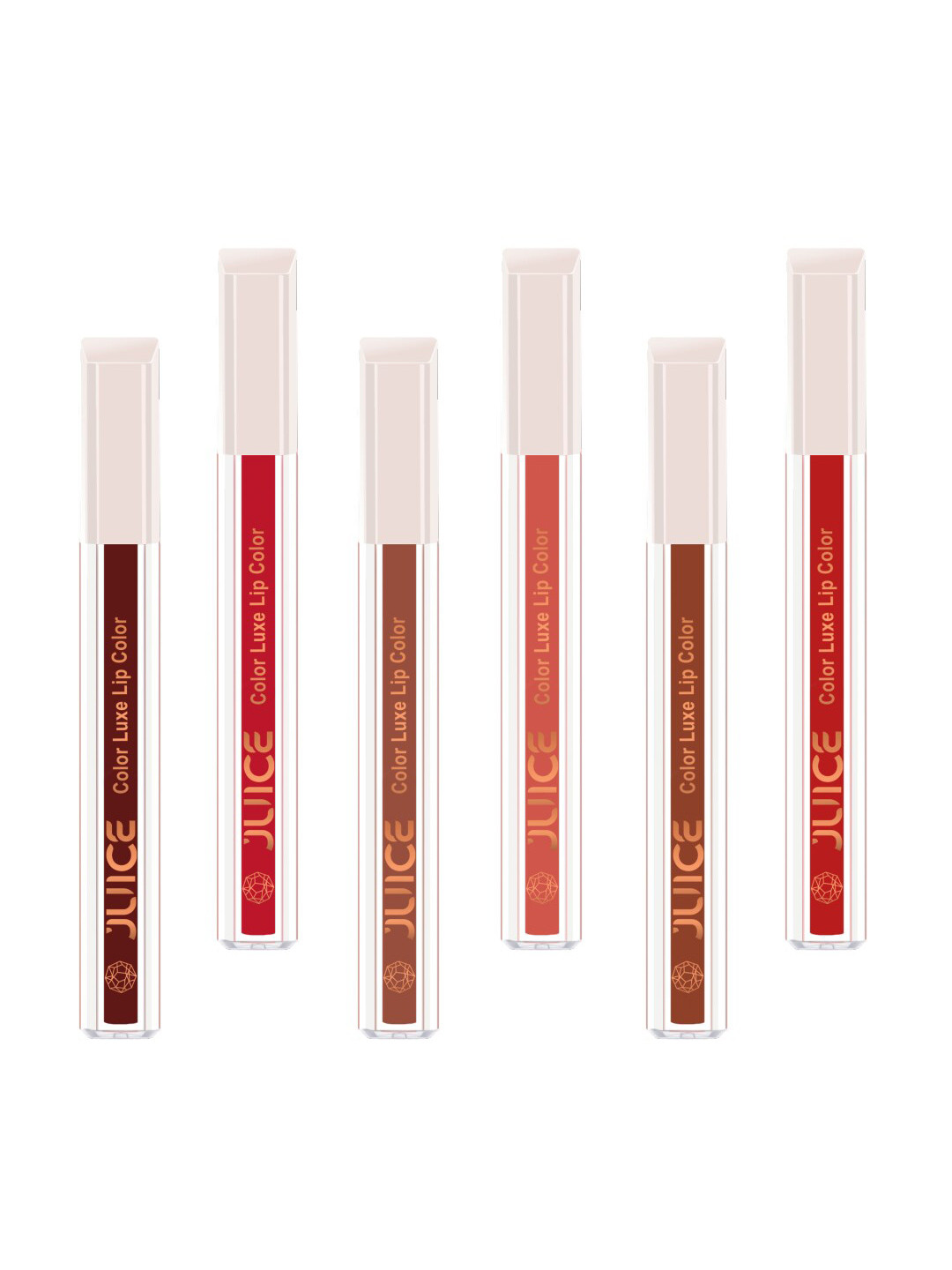 JUICE Set Of 6 Color Luxe Long Lasting SPF 15 Liquid Lipstick With Bio Retinol- 2.5ml Each