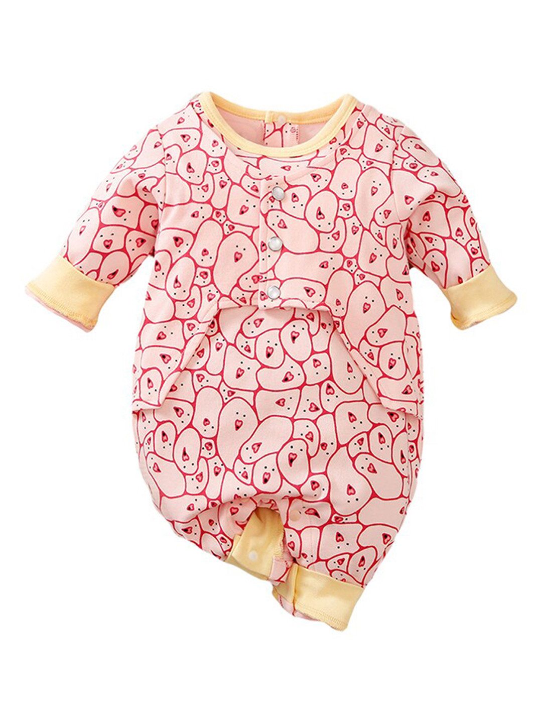 StyleCast Pink Infants Girls Graphic Printed Pure Cotton Rompers