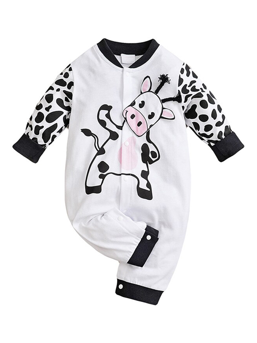 StyleCast White & Black Infants Printed Cotton Rompers