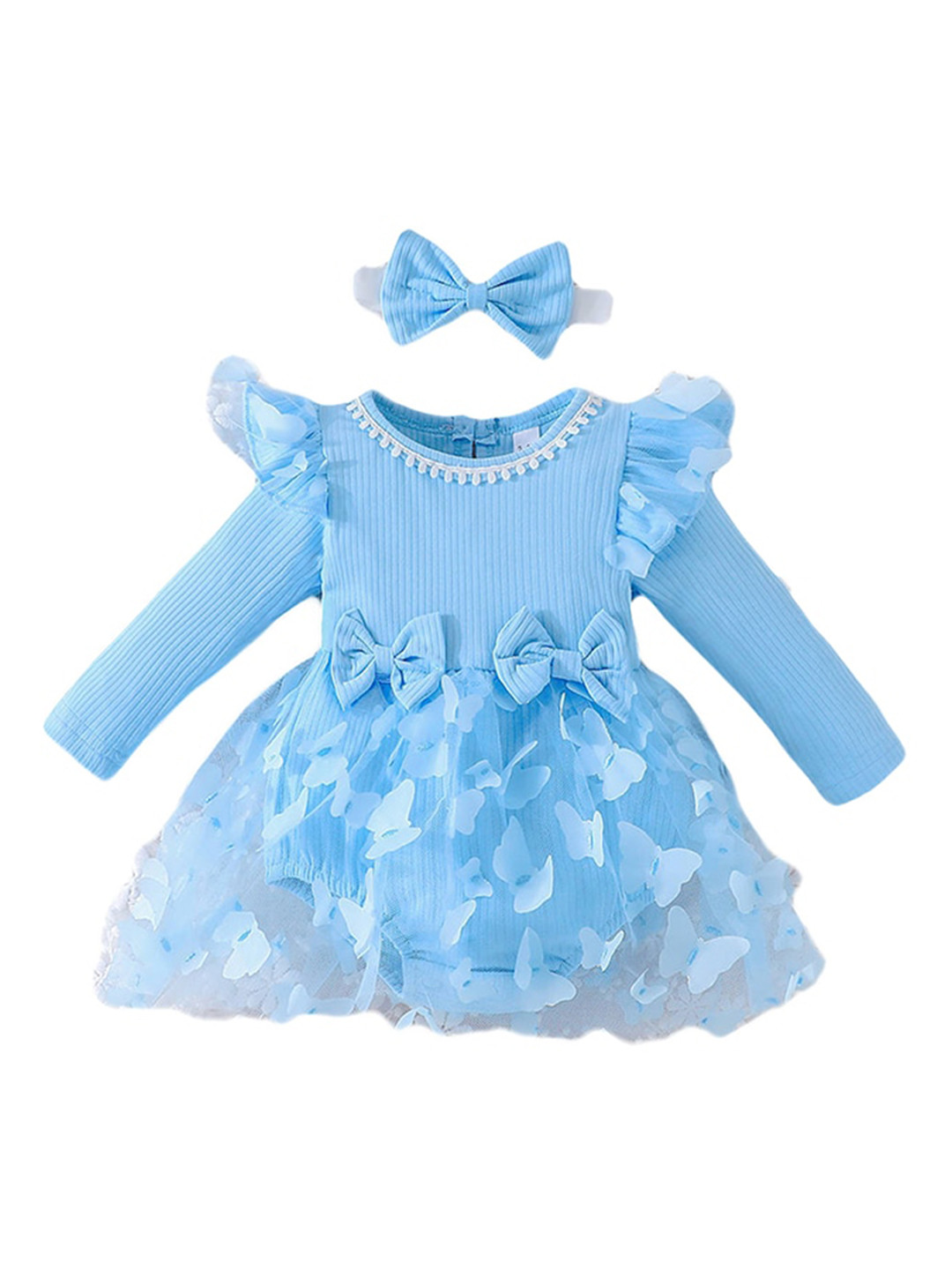 StyleCast Infant Girls Cotton Rompers With Bow Band