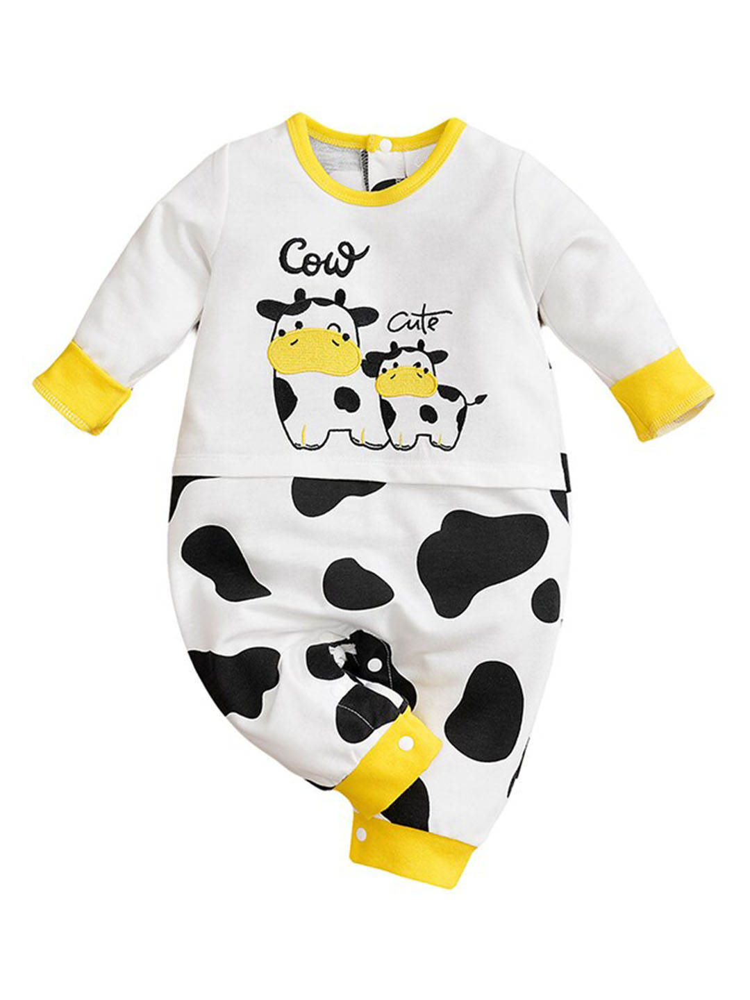StyleCast Infants Kids White & Black Printed Cotton Rompers