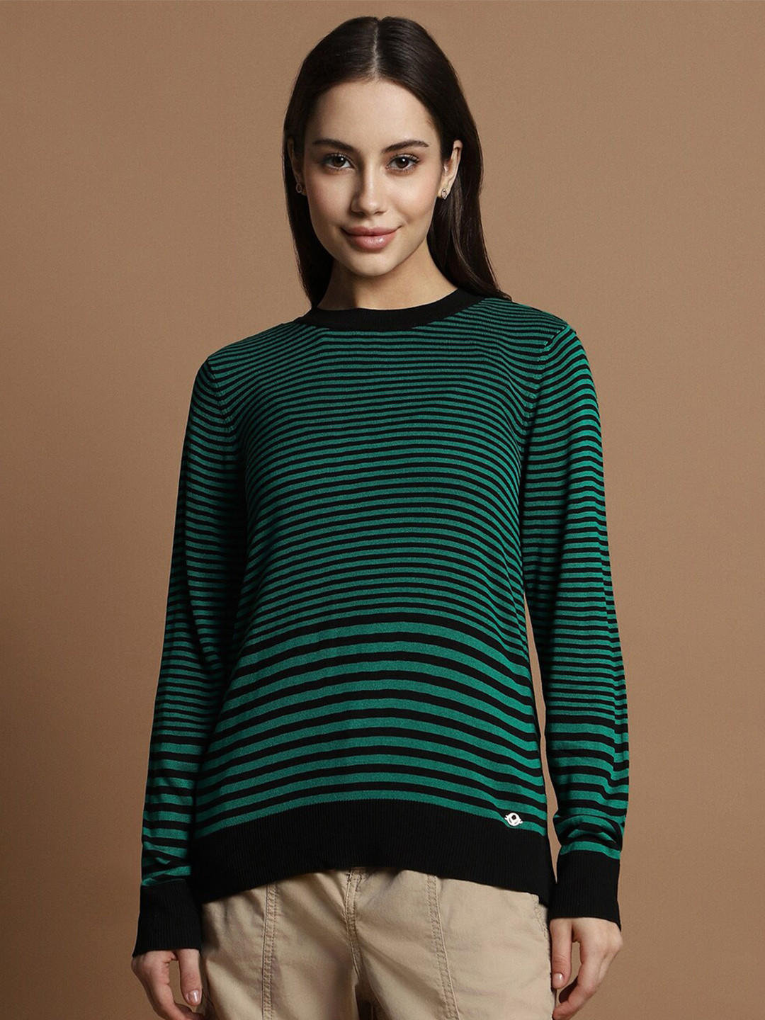 Allen Solly Woman Horizontal Striped Knitted Top