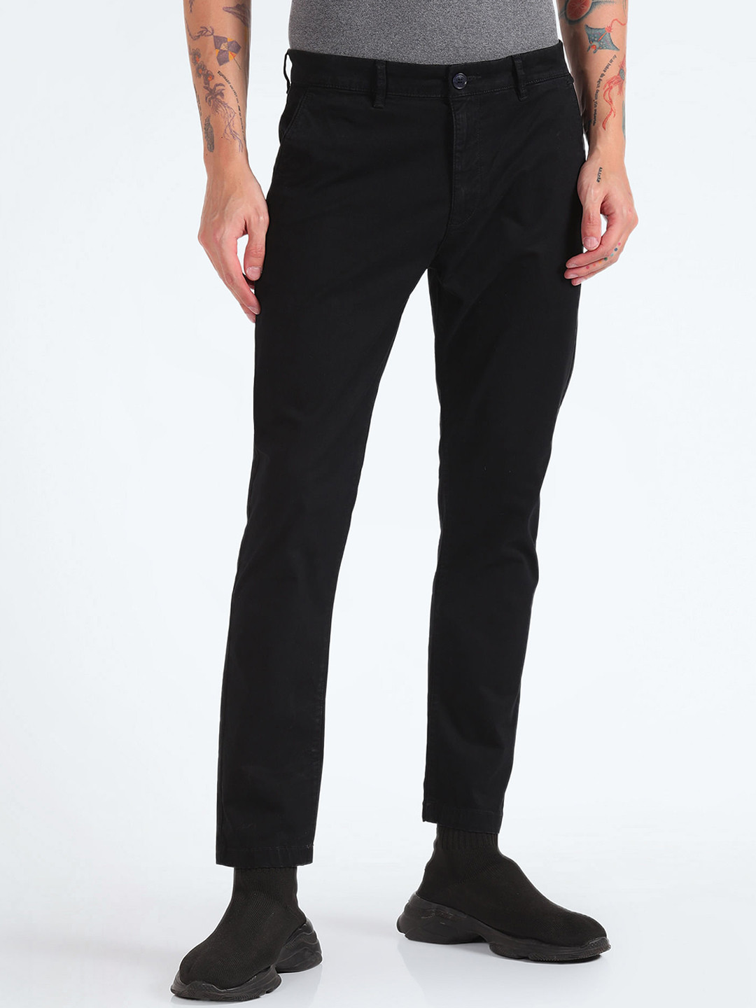 Flying Machine Men Mid-Rise Tapered Fit Trousers