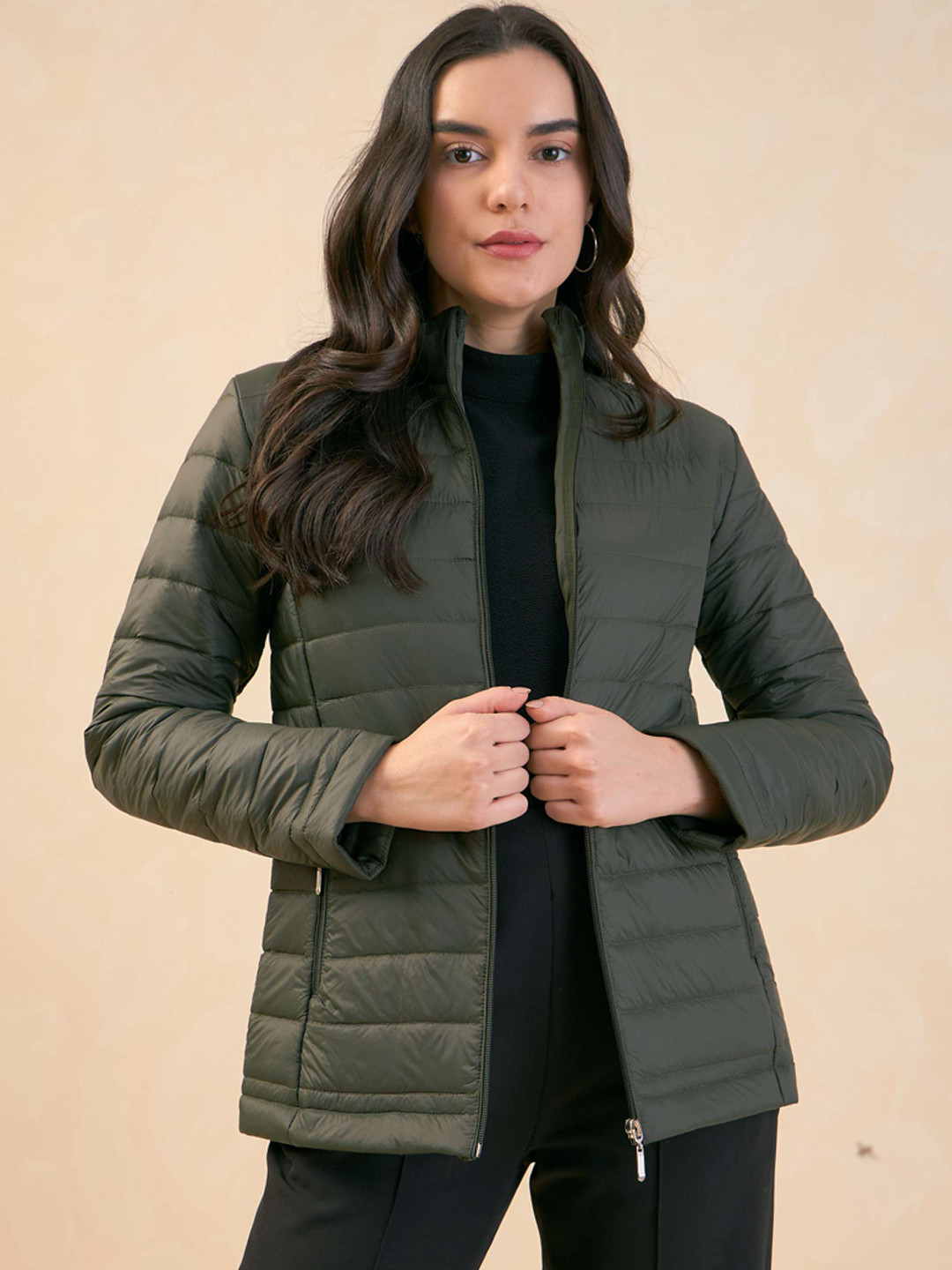 SALT ATTIRE Mock Collar Puffer Jacket