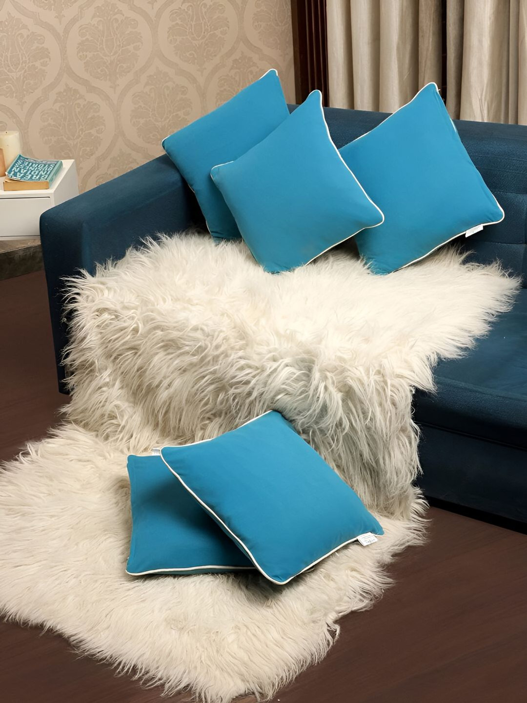 Stuff N' Fluff Teal 5 Pieces Square Cushion Covers