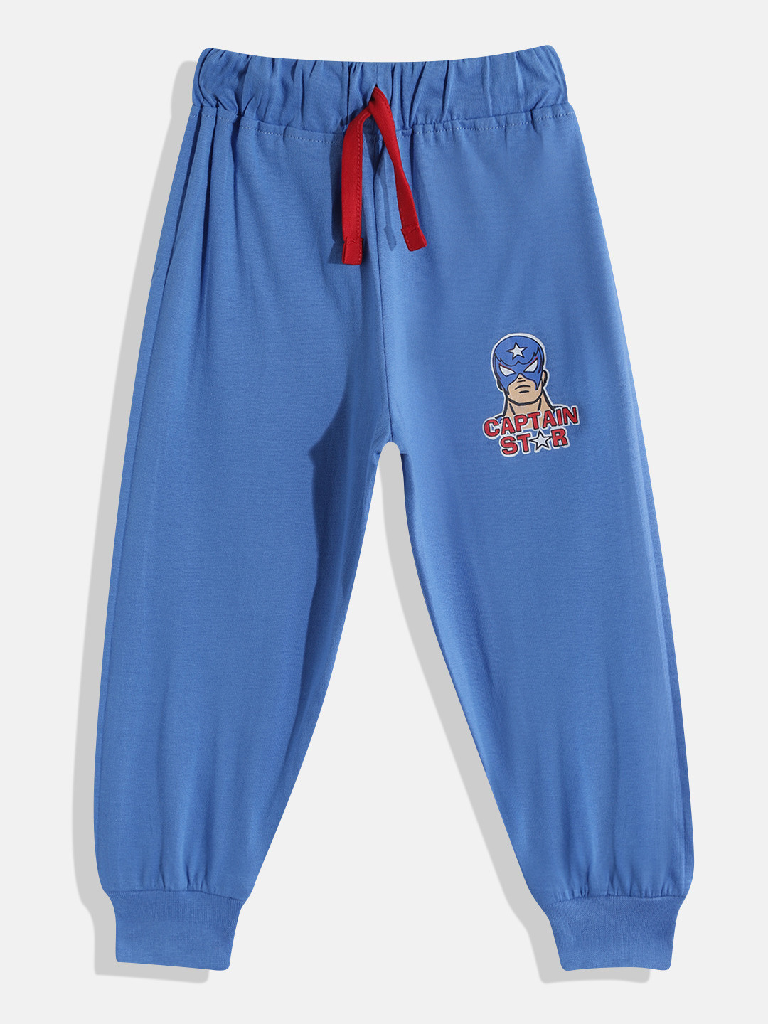 Eteenz Boys Premium Cotton Mid-Rise Captain Star Print Detail Joggers