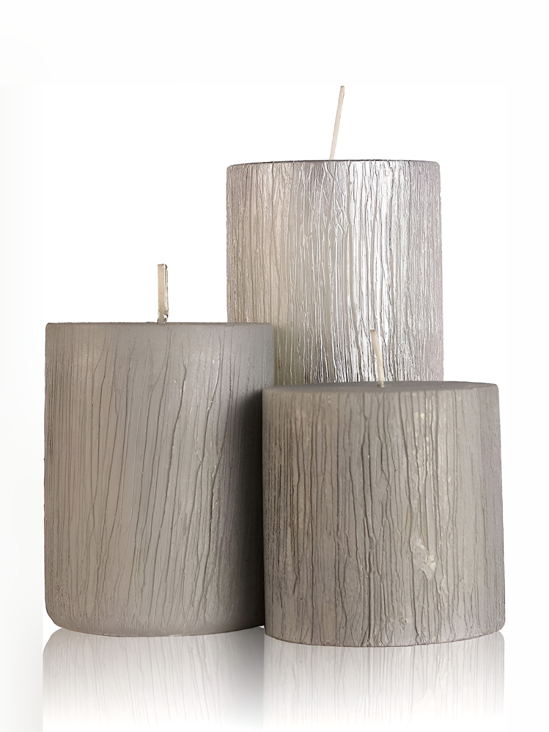 Floryn Decor Metallic Dinner Wedding Party 3Pcs Hand-Painted Striped Pillar Candles