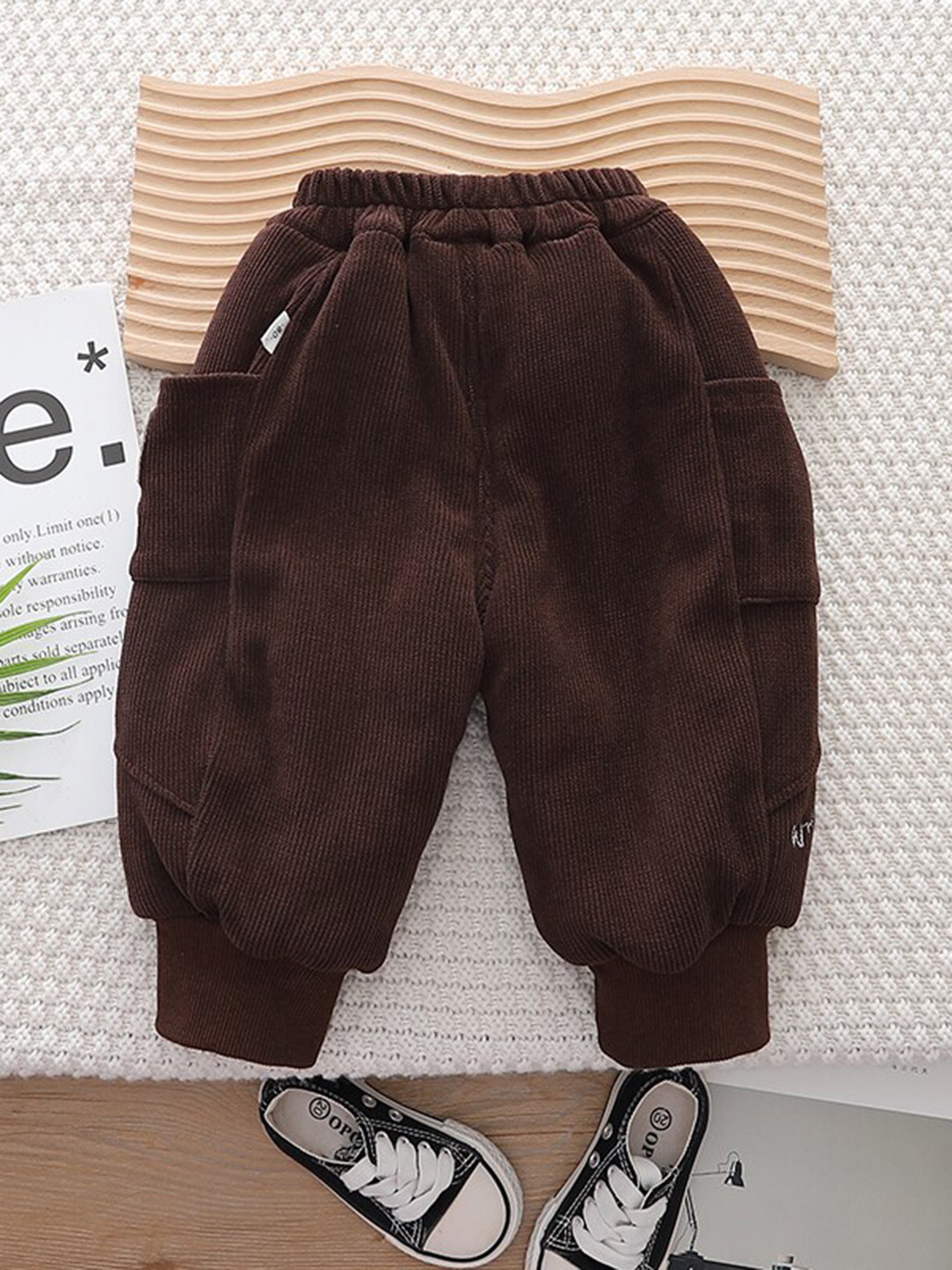 StyleCast Kids Brown Ribbed Easy Wash Joggers