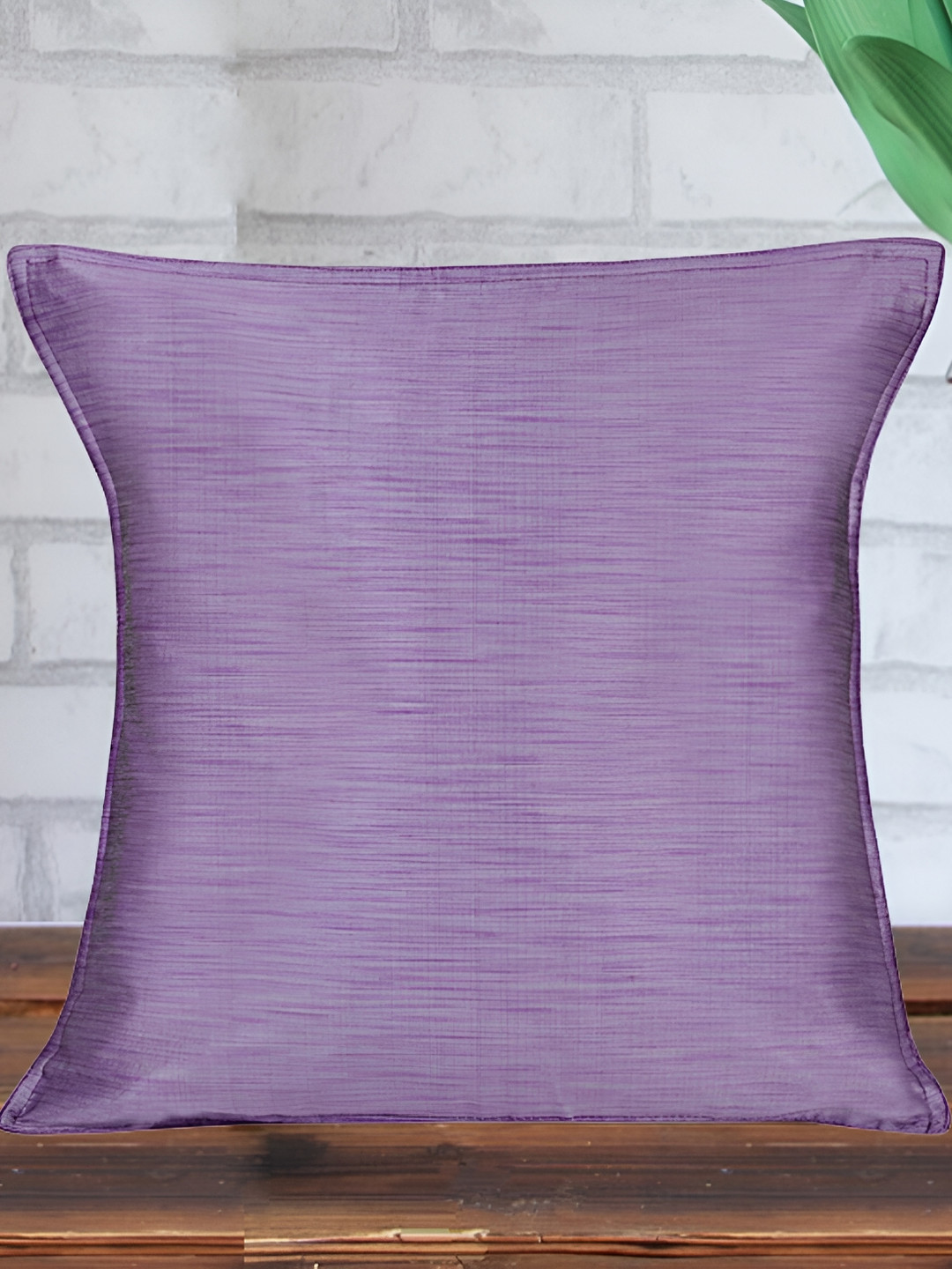 Lal Haveli Purple Ethnic Motifs Silk Washable Square Cushion Cover -18x18In