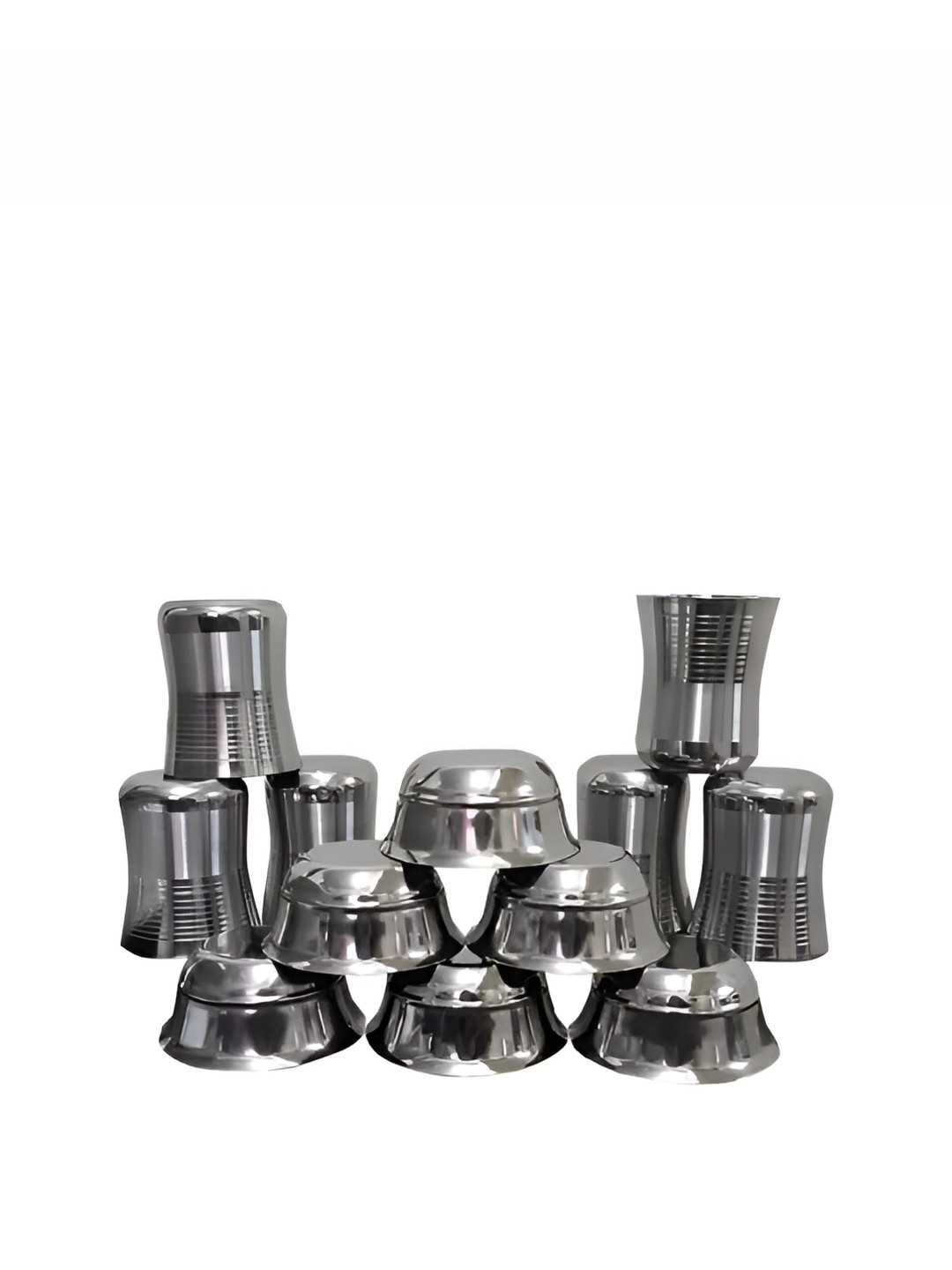 LEROYAL Premium Damu Heavy Duty Silver Solid Stainless Steel Dishwasher Safe 12 Piece Dinner Set