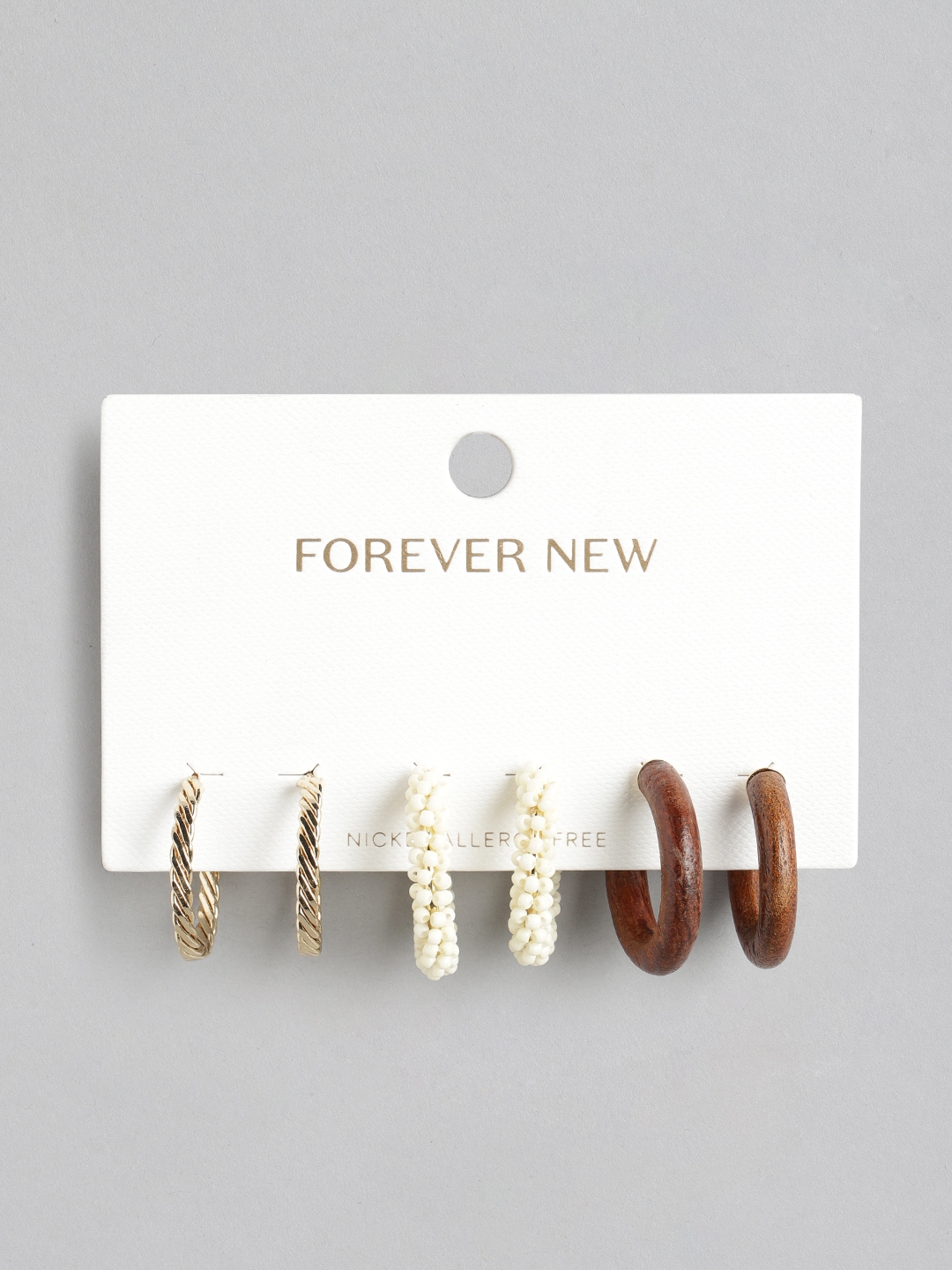 Buy Forever New Set Of 3 Gold Plated Circular Half Hoop Earrings