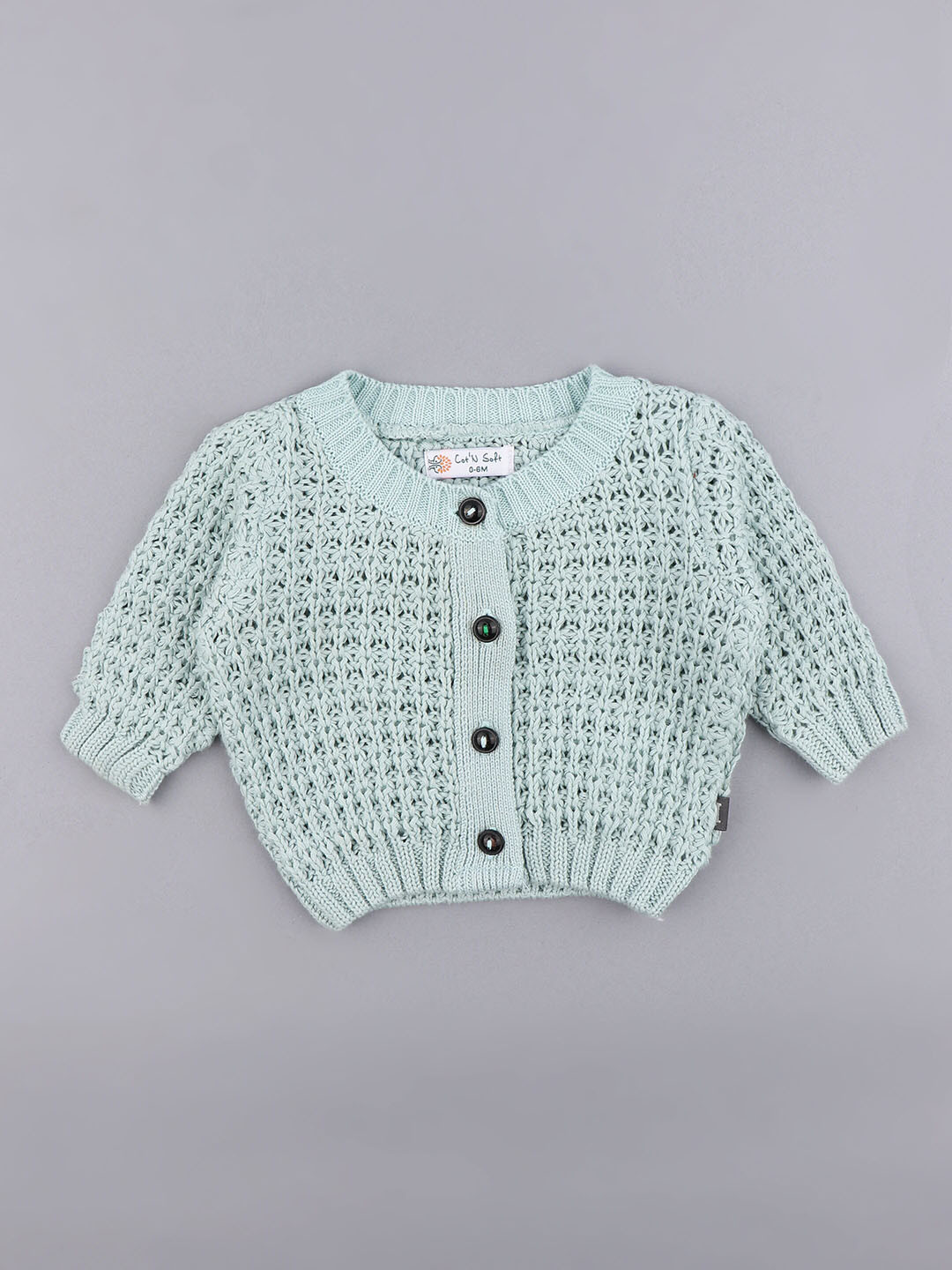 Cot'N Soft Boys Self Designed Round Neck Cotton Cardigan
