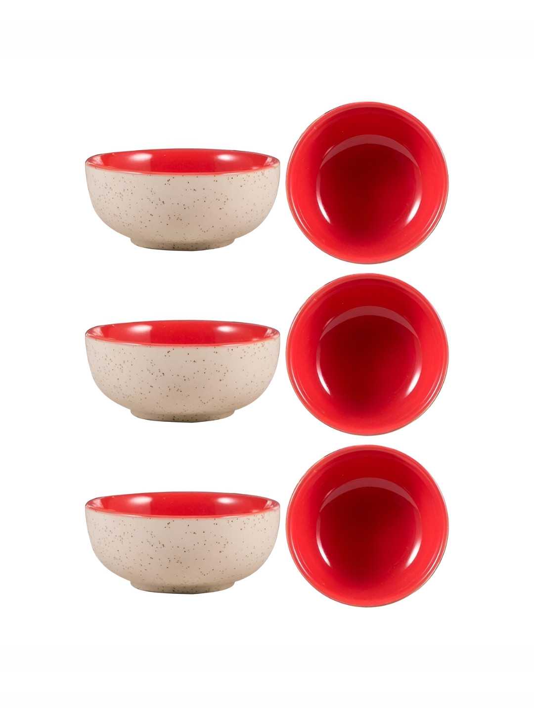 caffeine Red & Beige Ceramic Microwave Safe Matte Finish Bowls