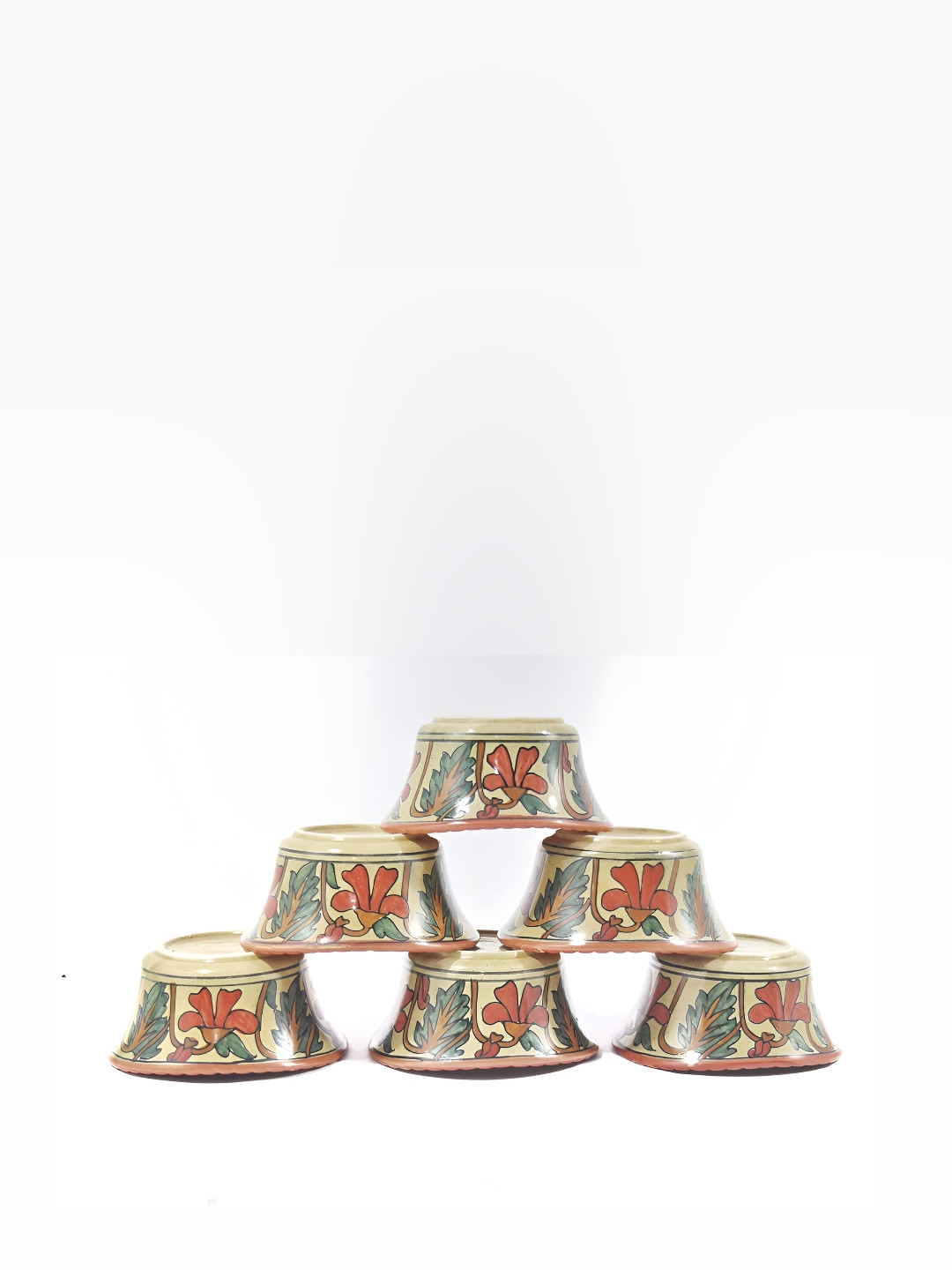 caffeine Mustard Floral Print Ceramic Microwave Safe Glossy Finish Bowls