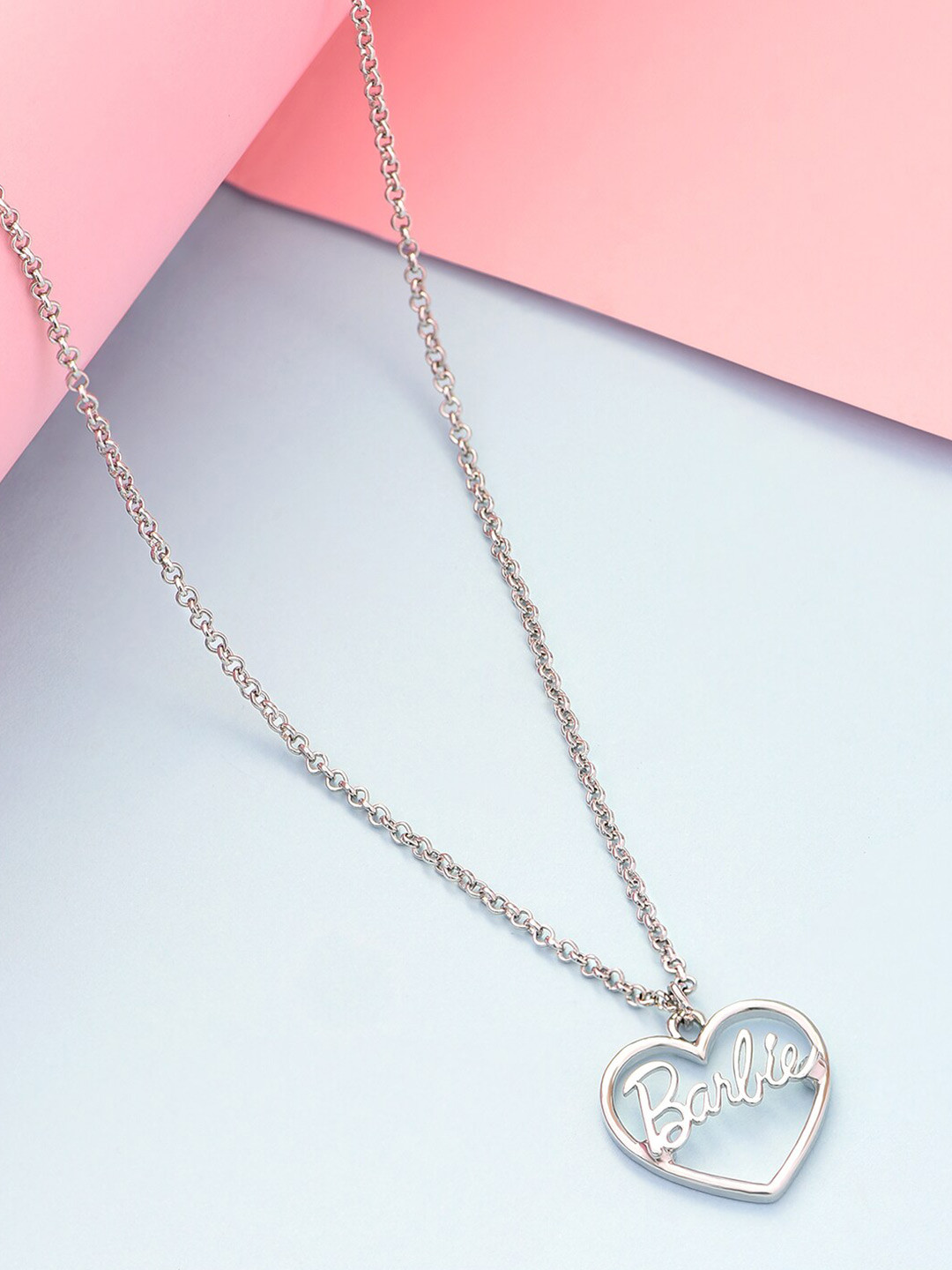 ToniQ Silver-Plated Heart Barbie Charm Pendant With Chain
