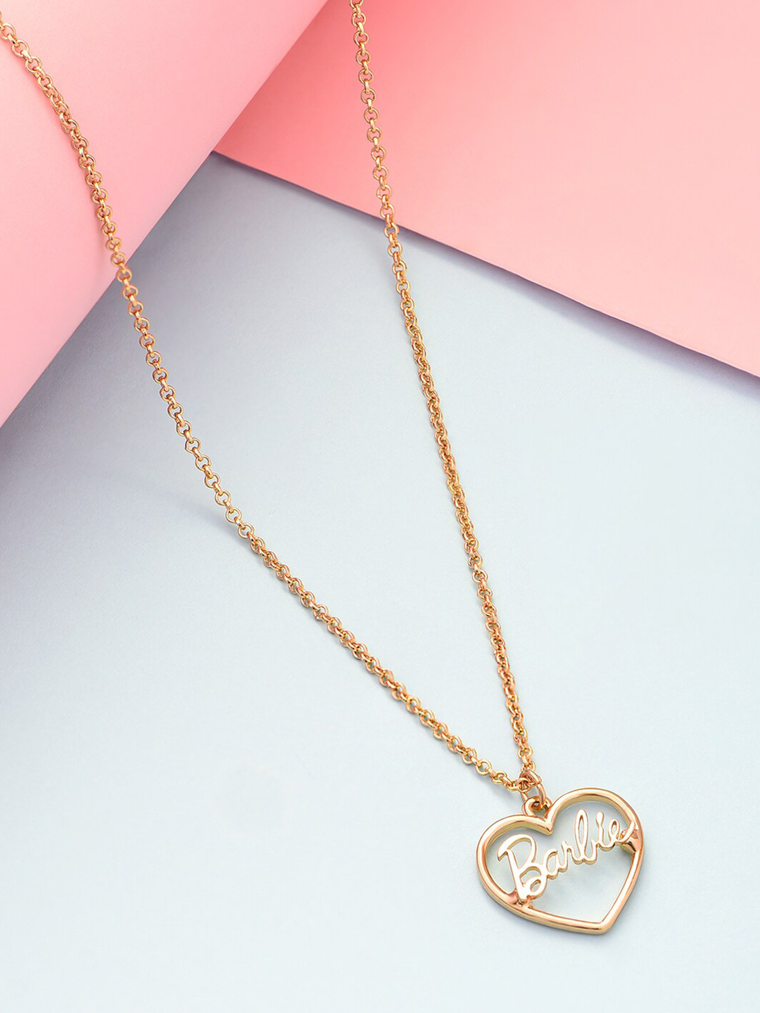 ToniQ Gold-Plated Barbie & Heart Shaped Pendant With Chain