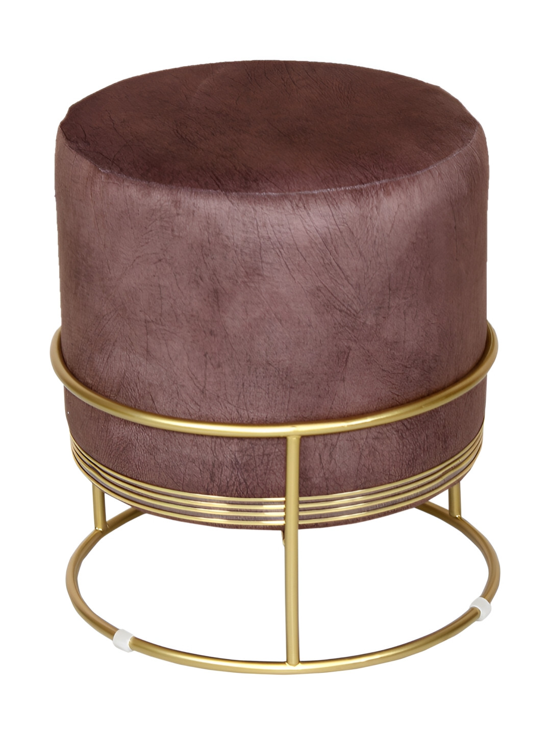 Shadowkart Coffee Brown Round Wood Ottomans