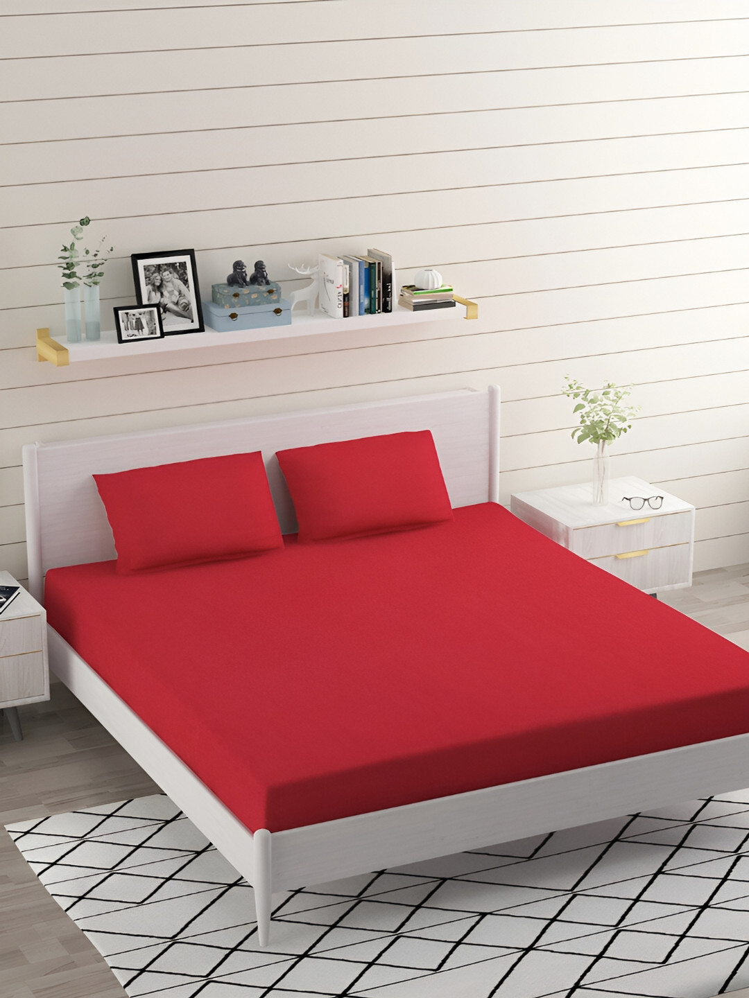 Bromwick Magenta Cotton 210 TC Queen Fine Bedsheet with 2 Pillow Covers-89 x 100 inches