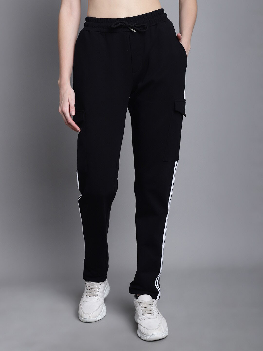 DressBerry Black Mid Rise Cotton Track Pants