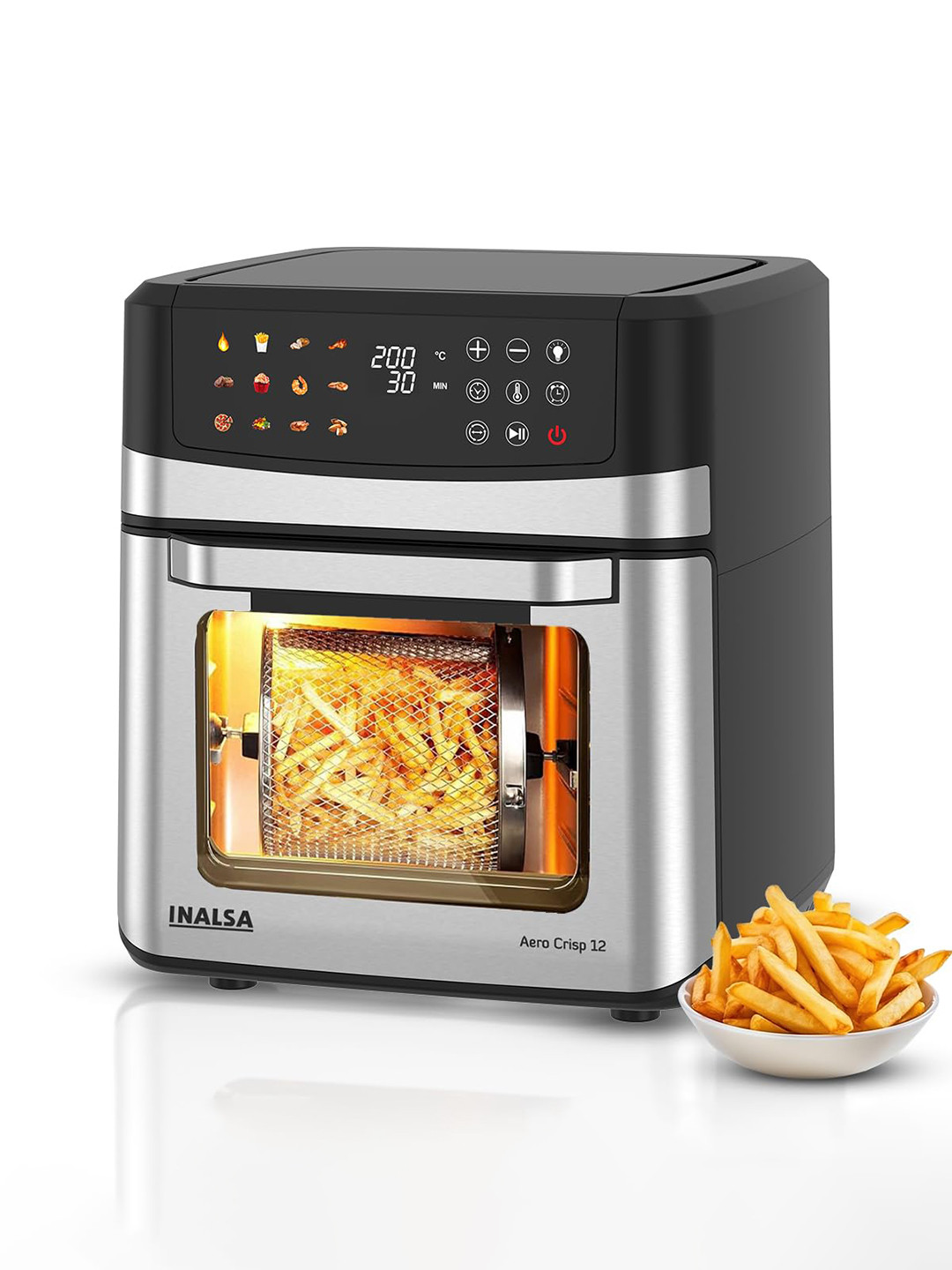 Inalsa Black Aero Crisp Air Fryer Oven 12 L