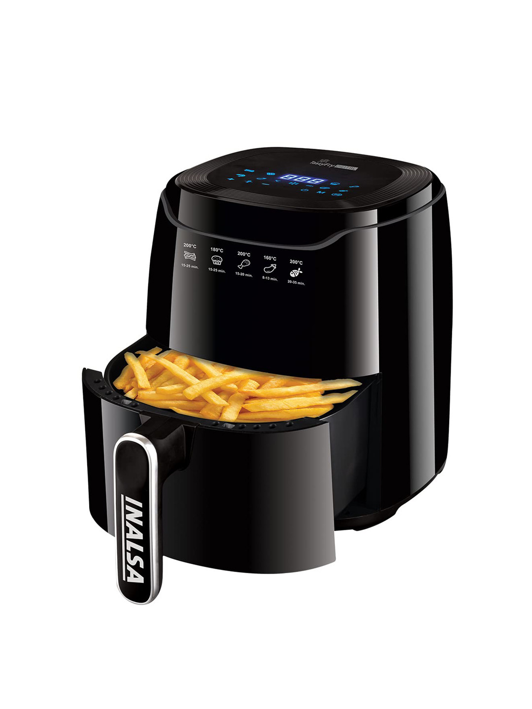Inalsa Black Tasty Fry Digital Stainless Steel Air Fryer with Regular Handle 4.2 L