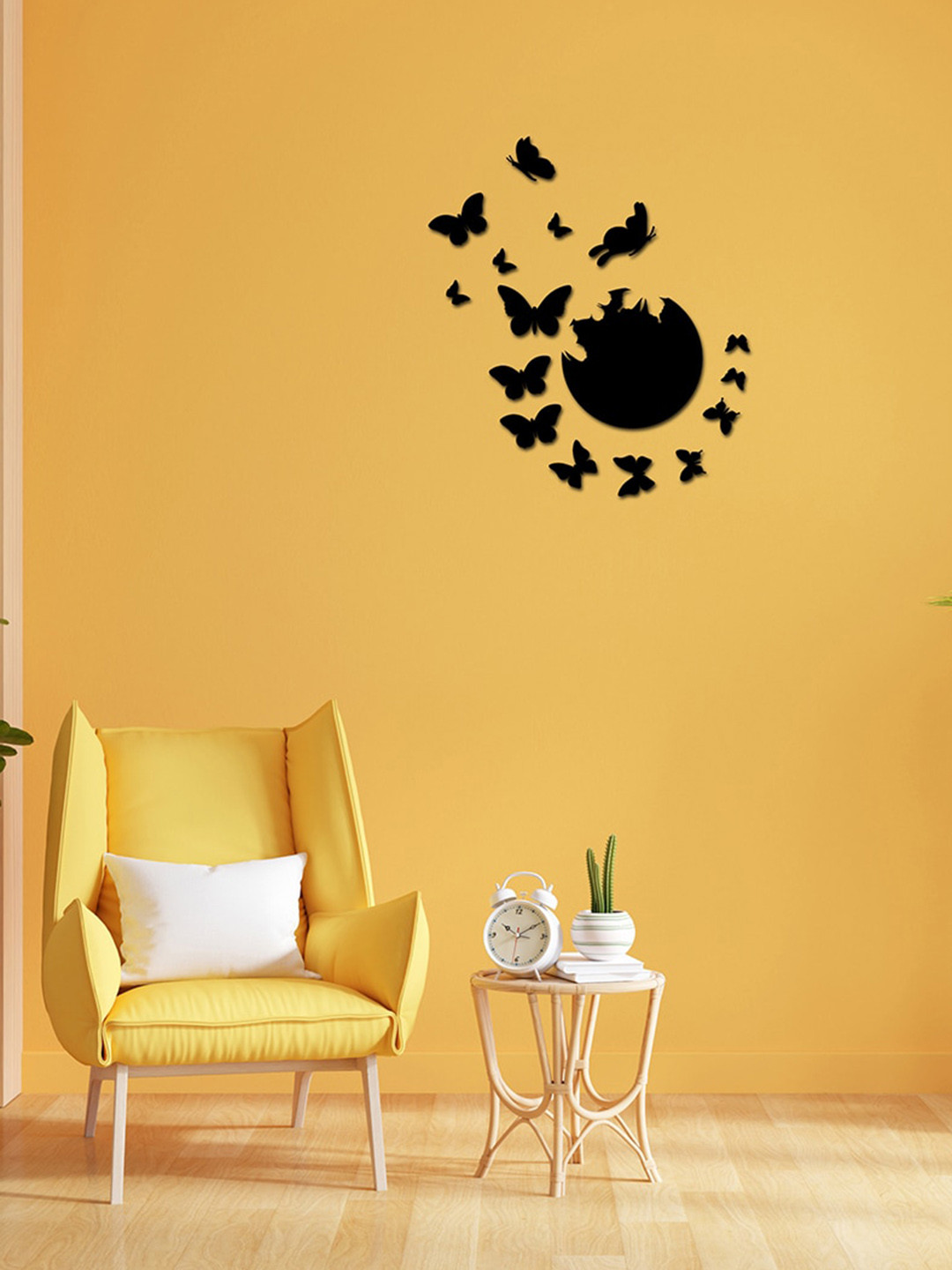 VAH Kya Bat Hai !! Butterfly Design Wood Matte Sticking Hall Abstract Wall Decor-23.6In