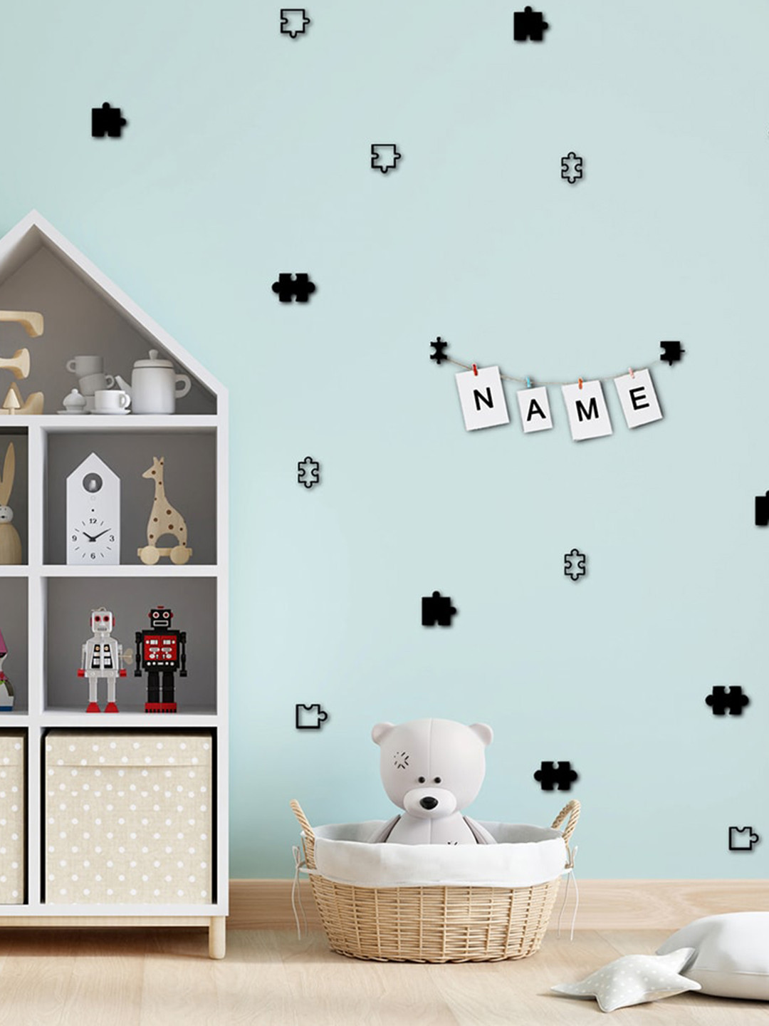 VAH Kya Bat Hai !! Black 32 Pcs Puzzle Game Wall Sticker