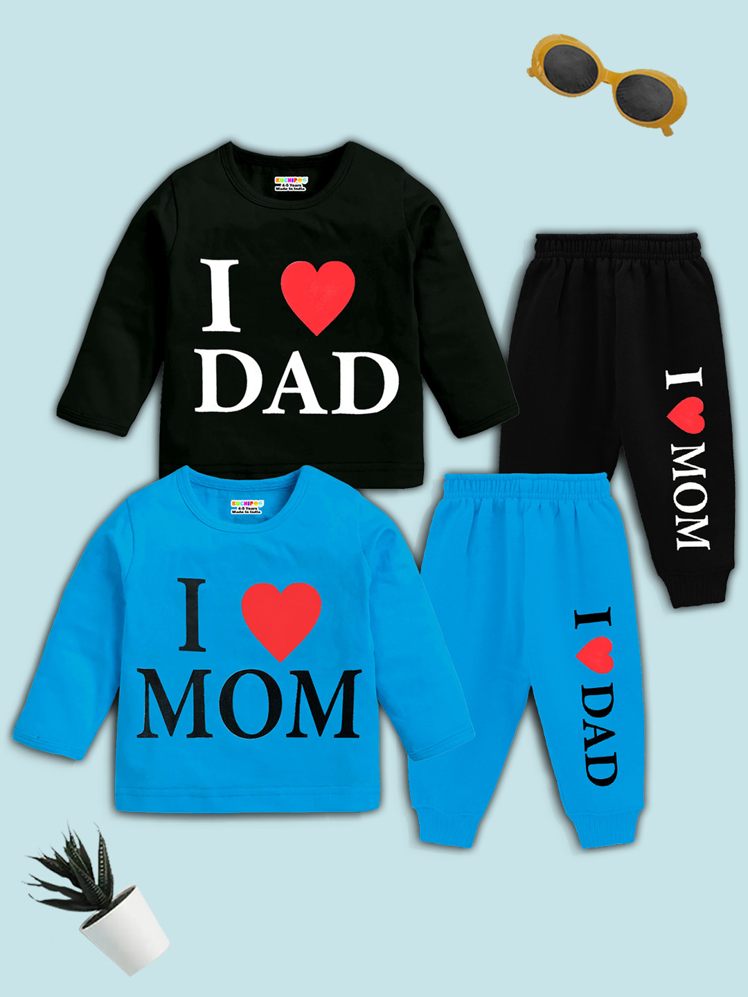 KUCHIPOO Kids Pack Of 2 Printed Clothing Set